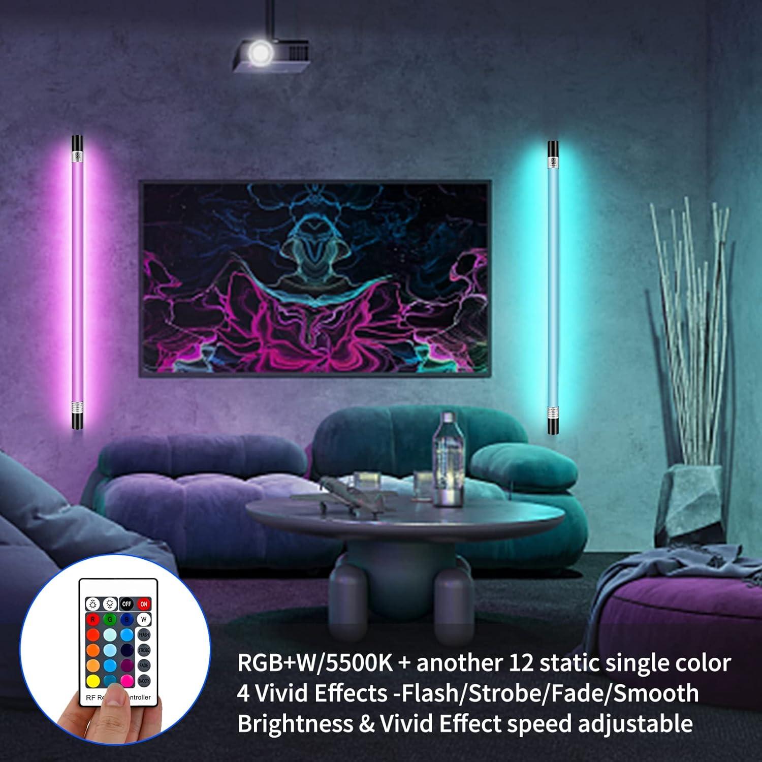 YUNKE Luz de Tubo Portátil RGBW 18W con Control Remoto 5500K