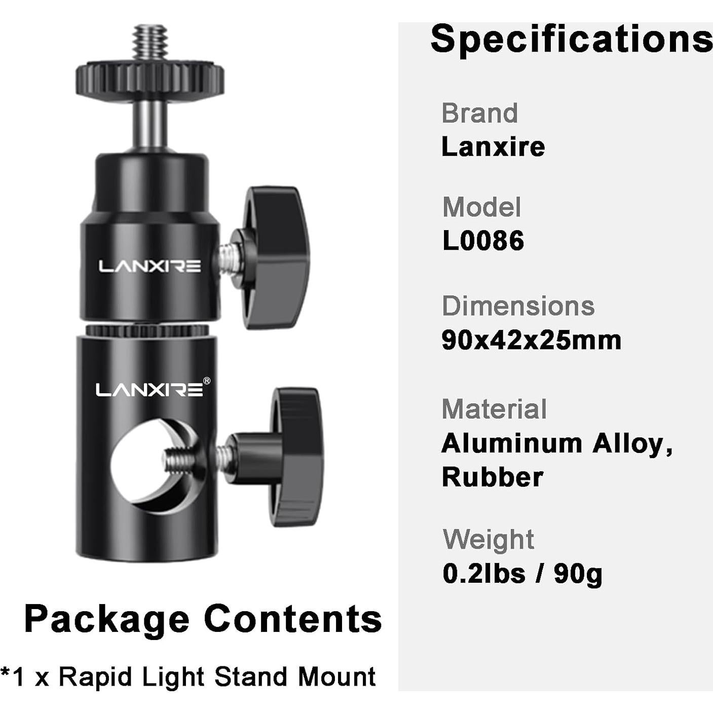 Adaptador de Montaje Lanxire L0086 para Luz y Monitor 2kg