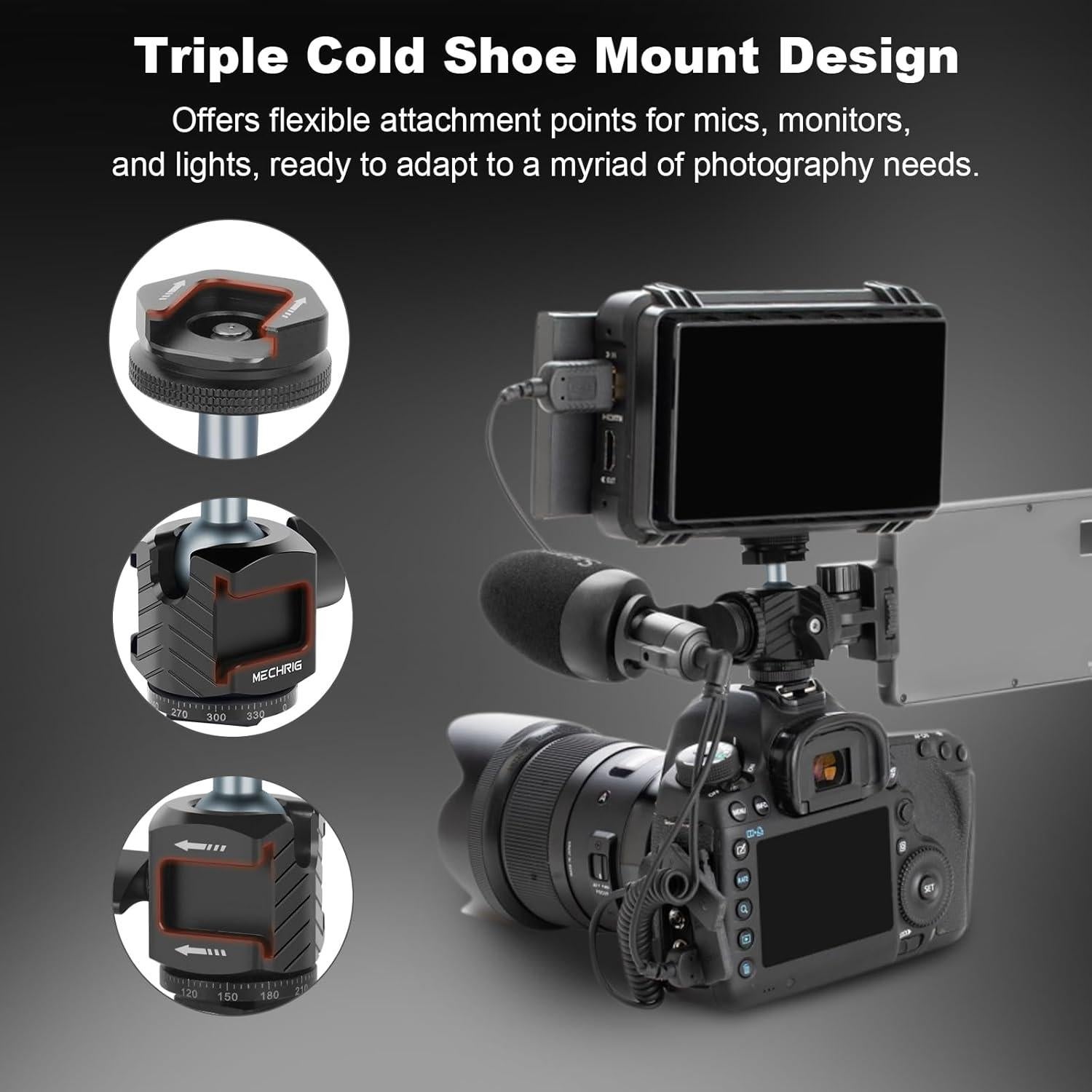 Cabezal de Trípode Mini Ball Mechrig 62006 - Soporte Triple Frío