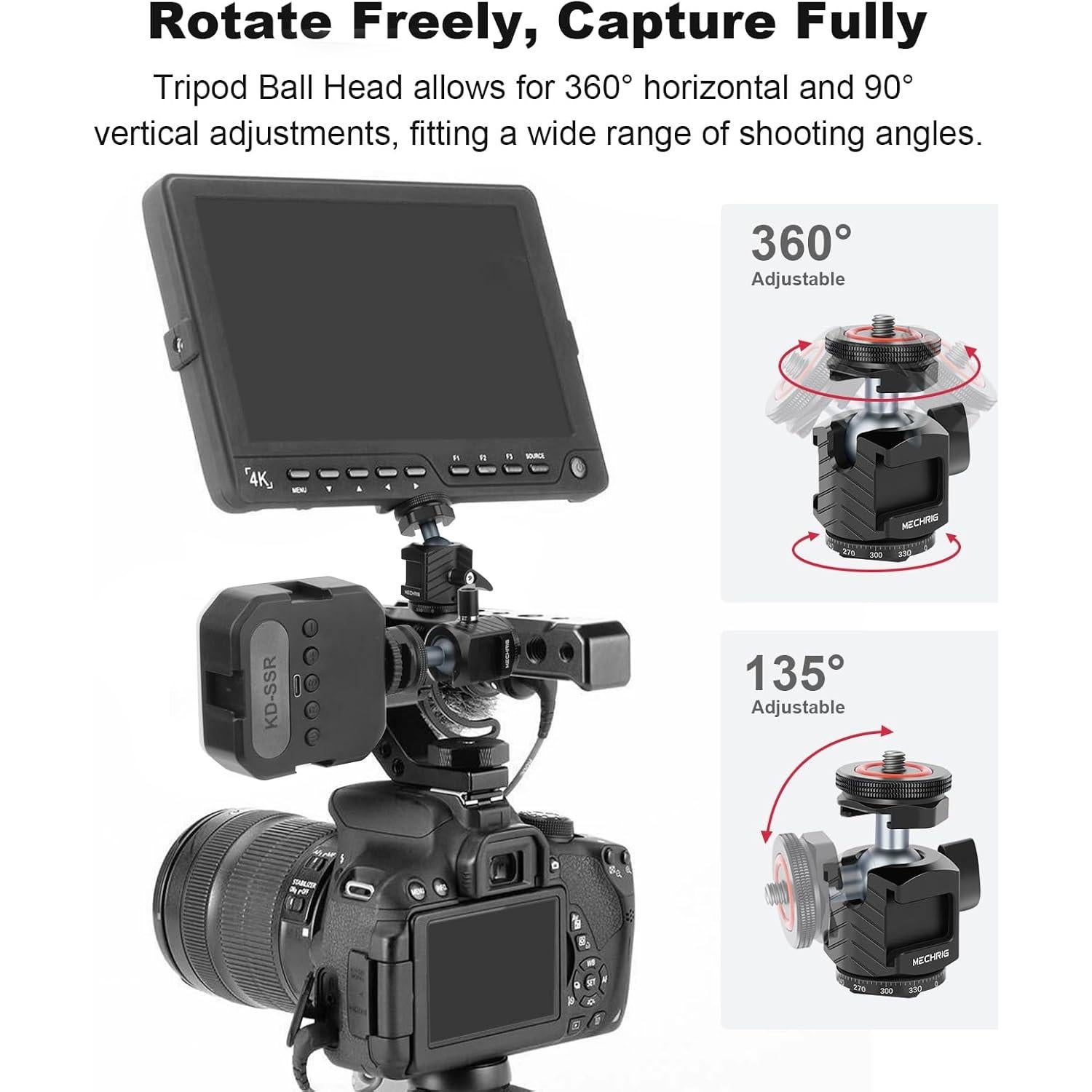 Cabezal de Trípode Mini Ball Mechrig 62006 - Soporte Triple Frío