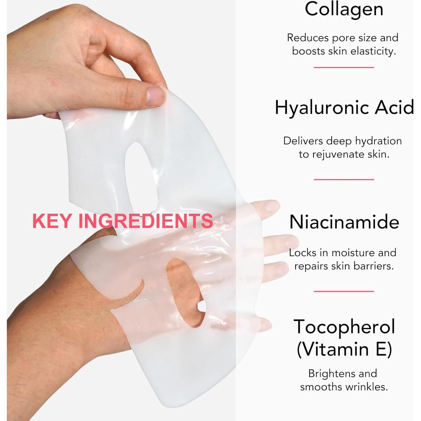 Mascarilla Facial de Colágeno - Hidratante Nocturna 4ea Rosa