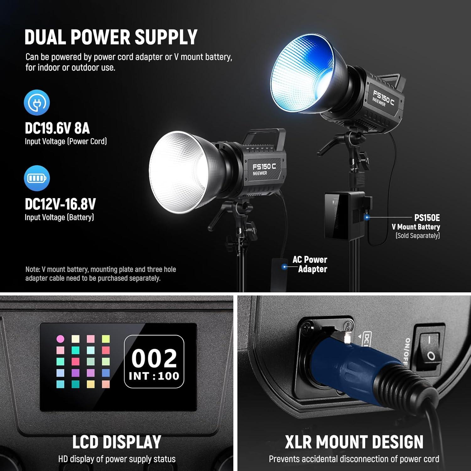 Luz de Video LED RGB NEEWER FS150C 130W 2500-7500K CRI97