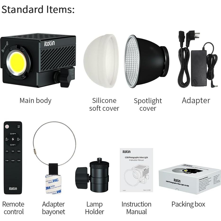 Luz de Video LED ITOTIN C60 60W Bi-Color Portátil Control Remoto