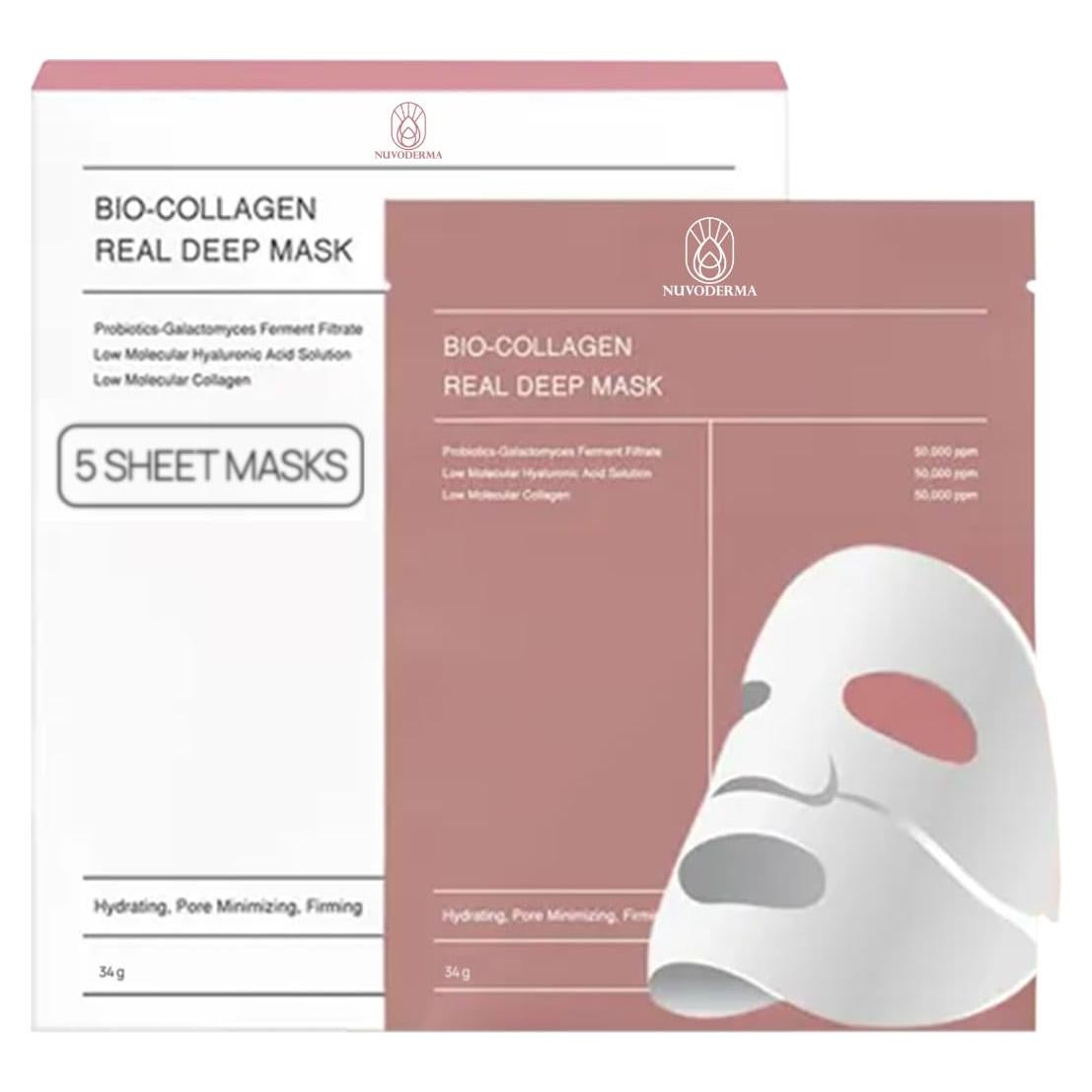 Mascarilla Facial de Colágeno Bio Nuvoderma 5 Piezas Hidratante