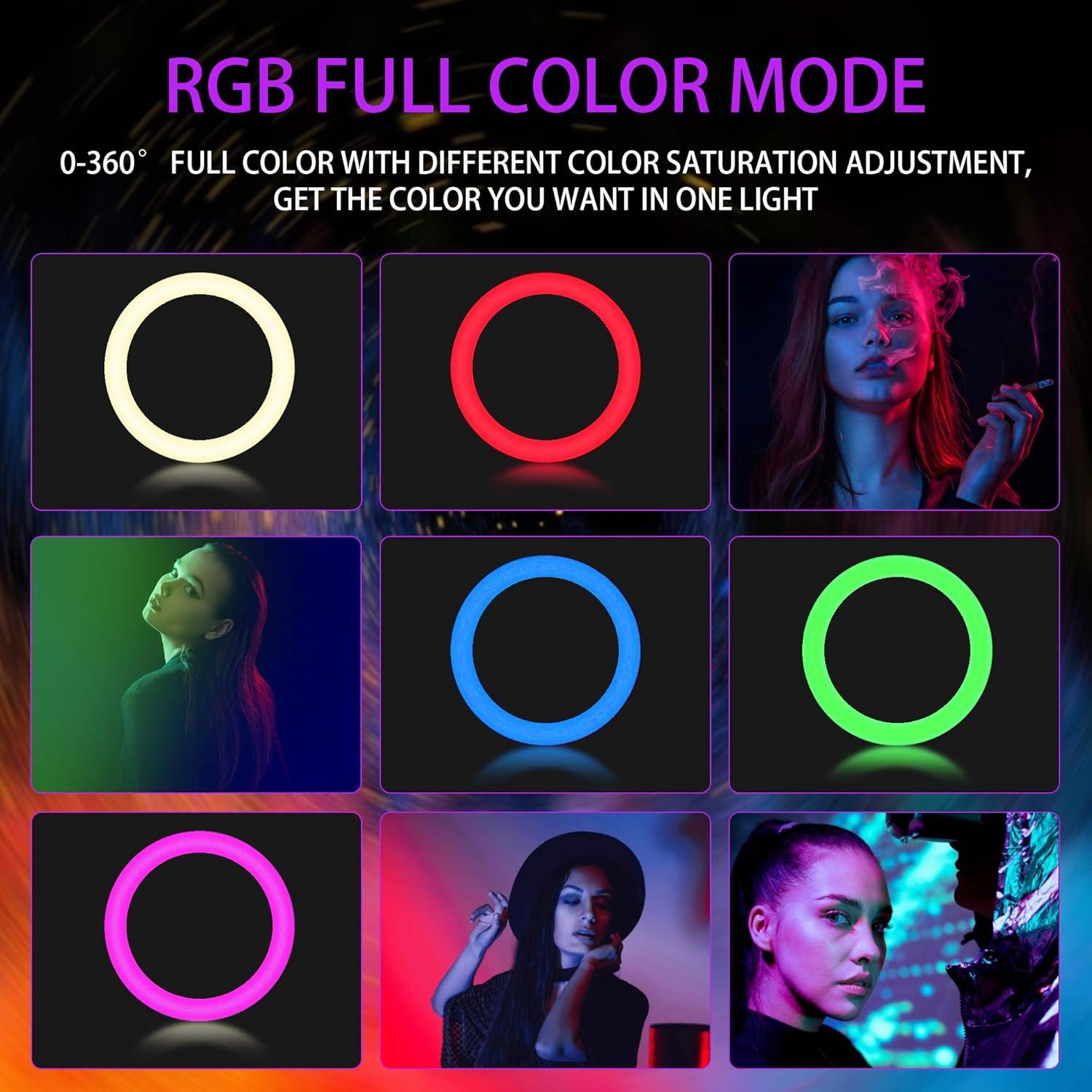 Kit Luz de Anillo LED RGB 18" OVEHEL HQ18 Regulable 3000K-6500K