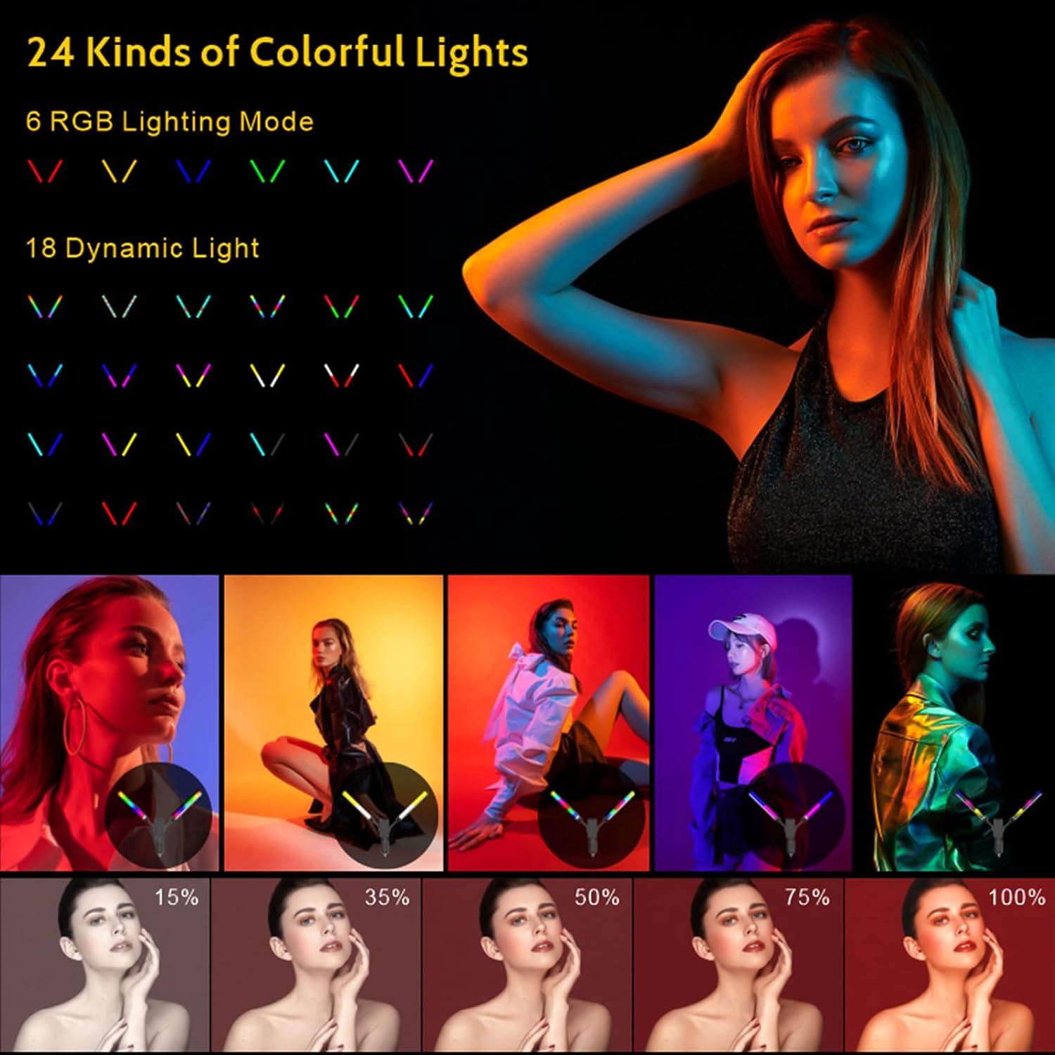 Luz LED RGB Andoer con Soporte de Trípode 1.6M y Control Remoto