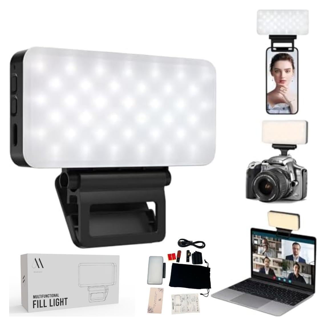 Luz LED de selfie Marmae recargable 3000mAh 3 modos