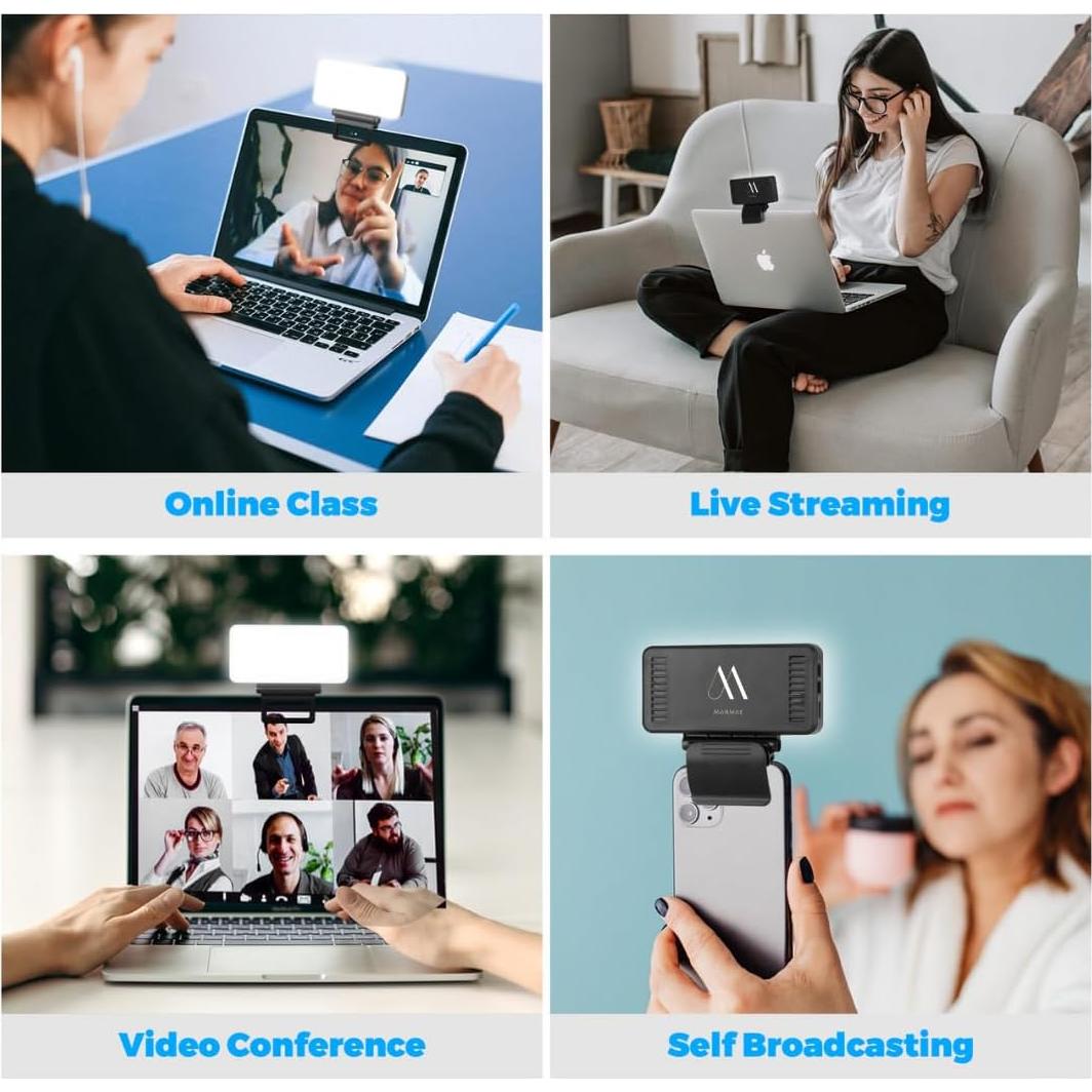 Luz LED de selfie Marmae recargable 3000mAh 3 modos