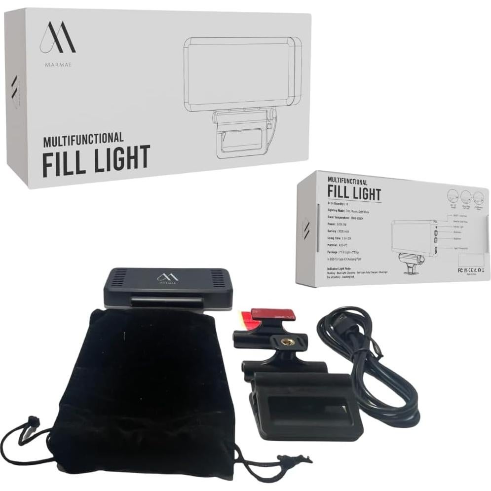 Luz LED de selfie Marmae recargable 3000mAh 3 modos