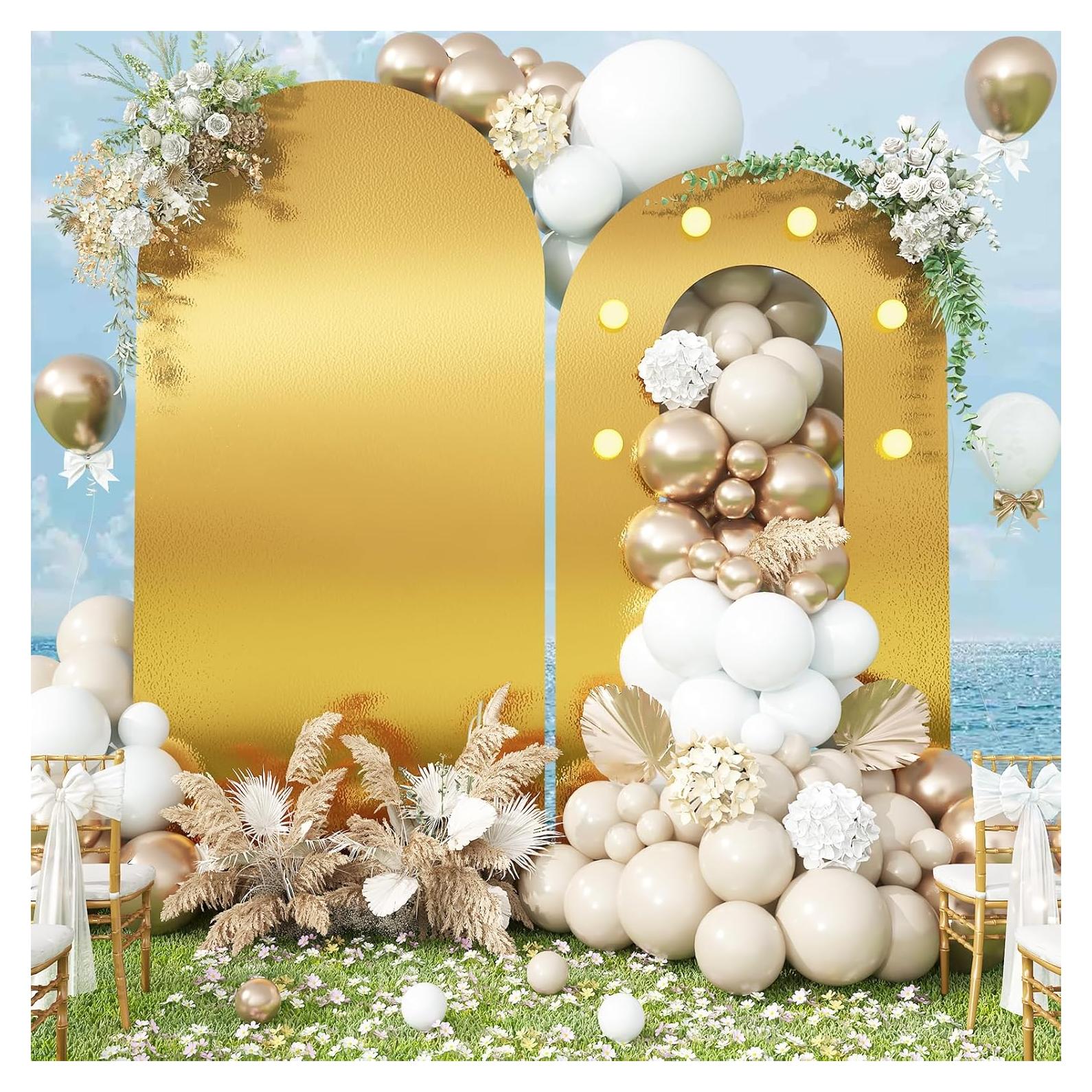 Soporte de Arco de Fondo Dorado Jobkoo 2.03m y 1.68m con Luces