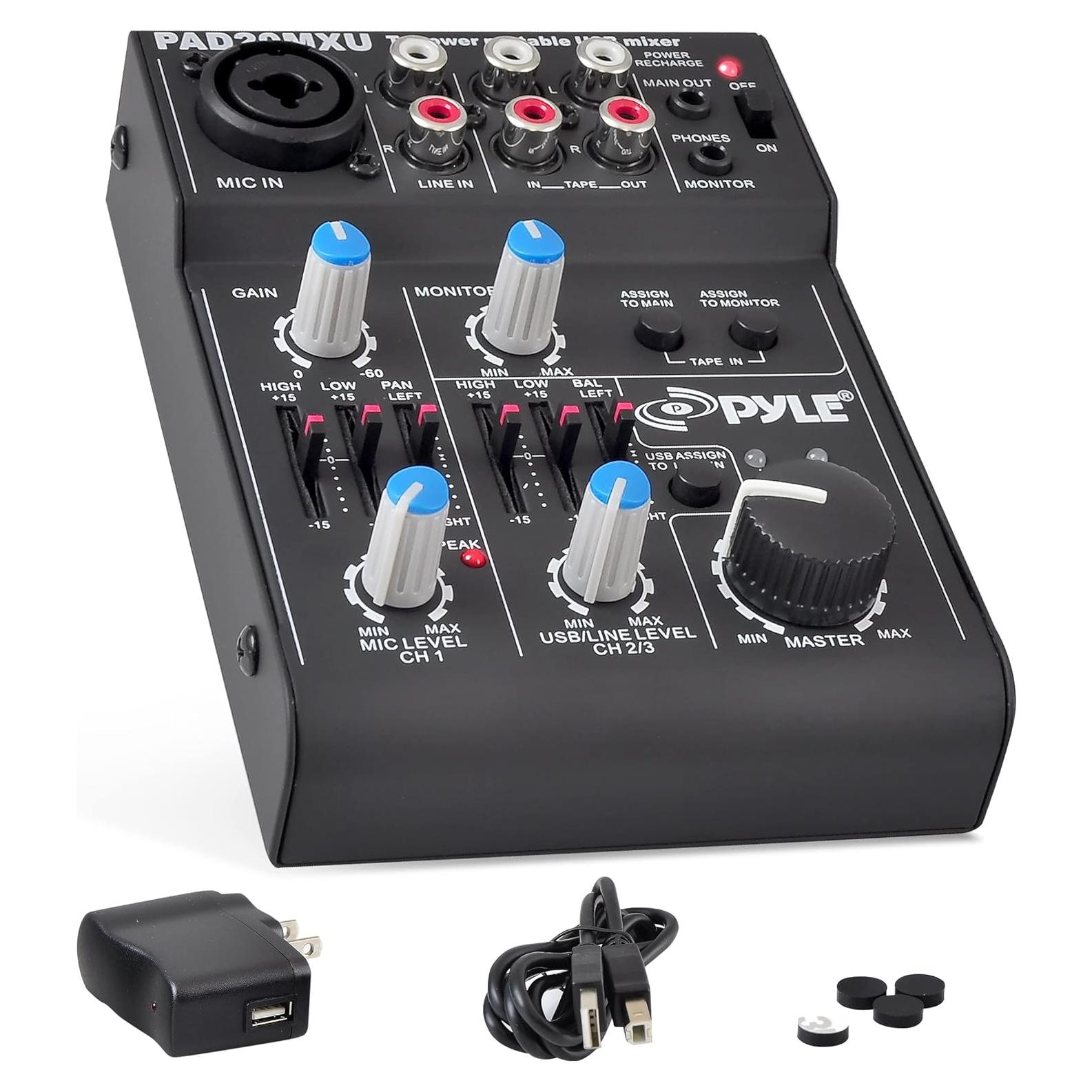 Mezclador de Audio Pyle PAD20MXU 5 Canales USB Bajo Ruido