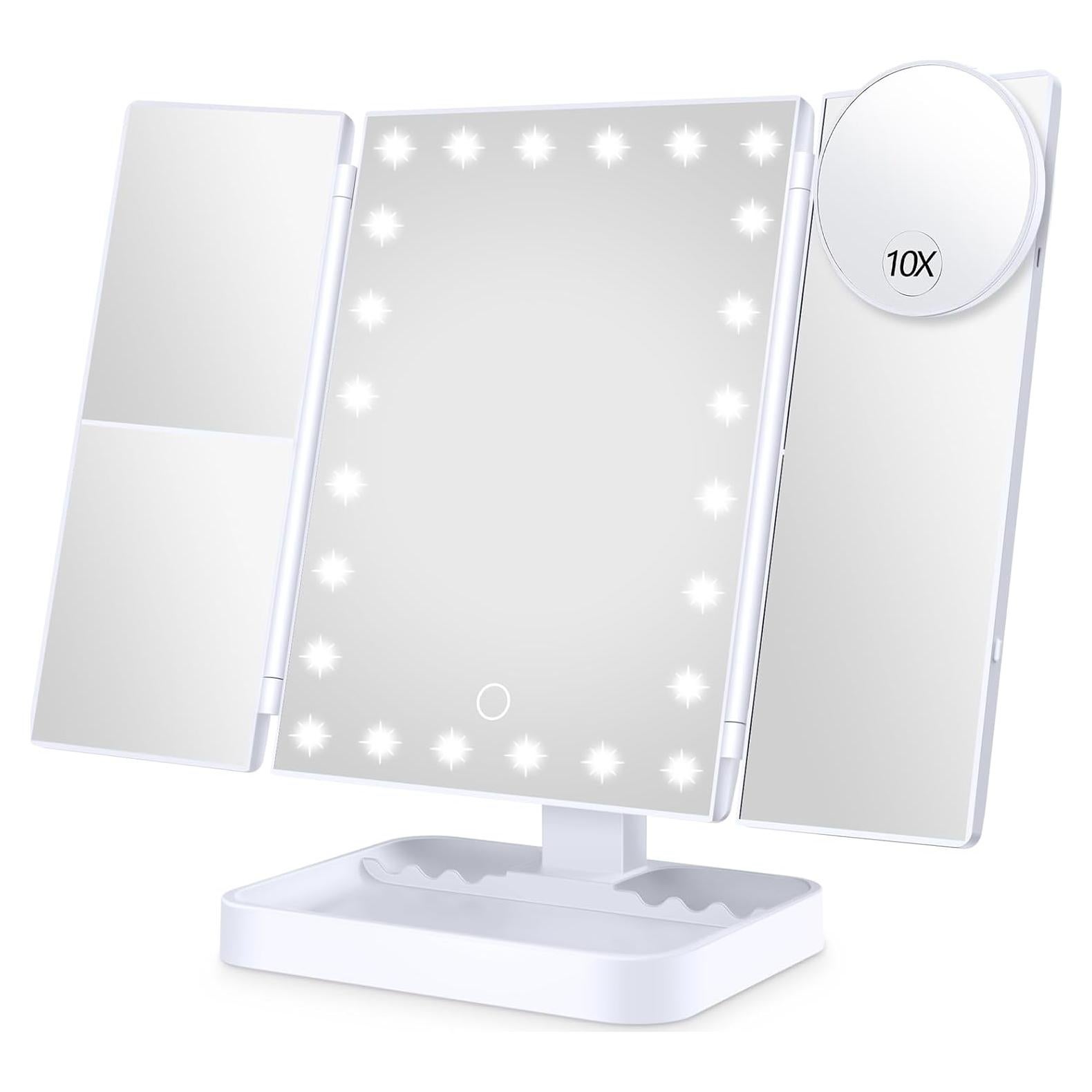 Espejo de Maquillaje Iluminado NIKKOMON 10X 3X 2X Blanco