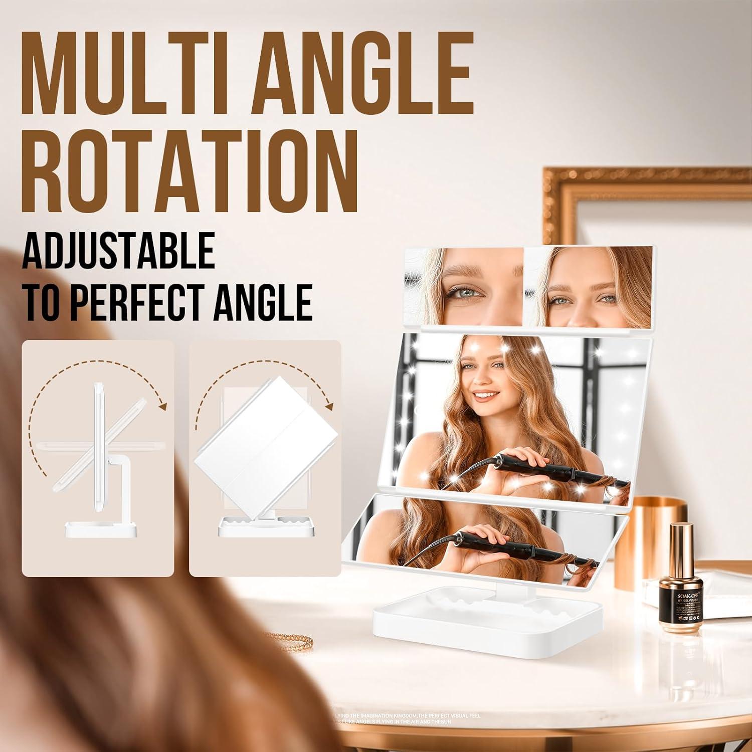 Espejo de Maquillaje Iluminado NIKKOMON 10X 3X 2X Blanco