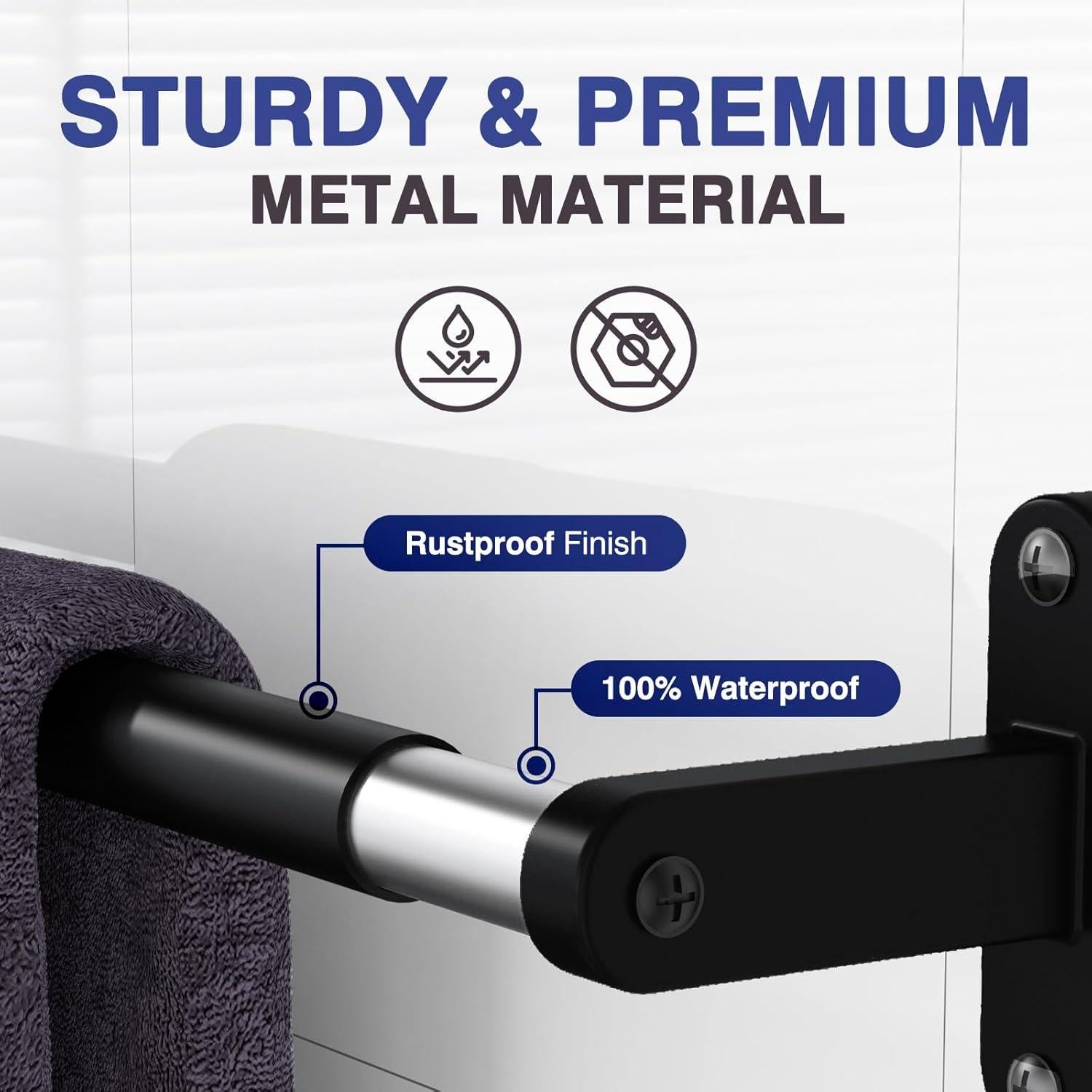 Soporte para Toallas Powools 60 cm Montado en Pared Negro