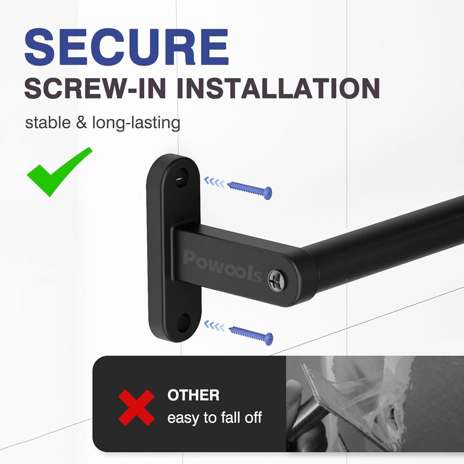 Soporte para Toallas Powools 60 cm Montado en Pared Negro