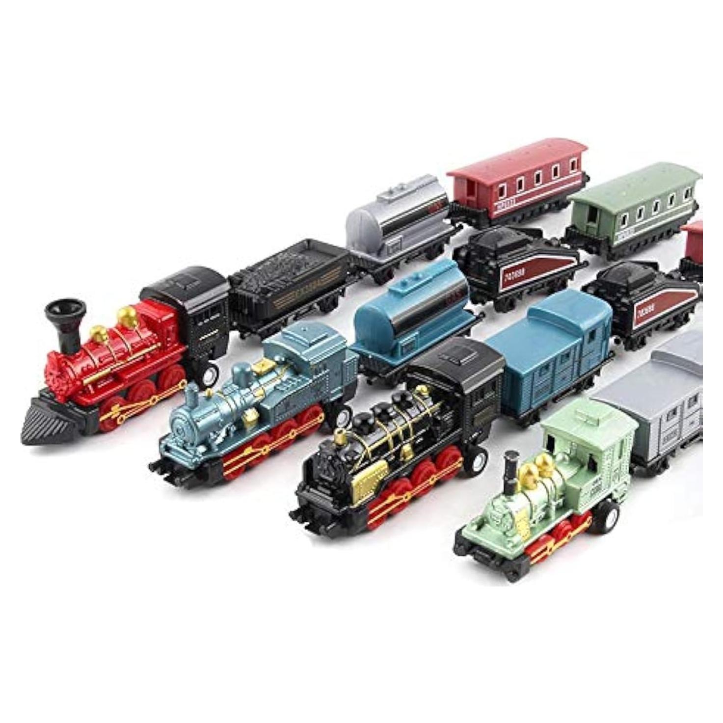 Juego de Tren de Vapor Exasinine - 4 Piezas con Locomotora y Vagones