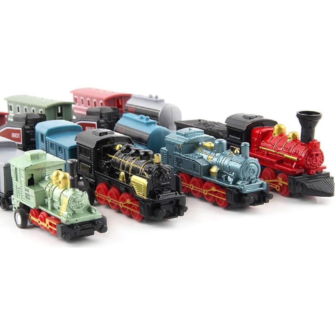 Juego de Tren de Vapor Exasinine - 4 Piezas con Locomotora y Vagones