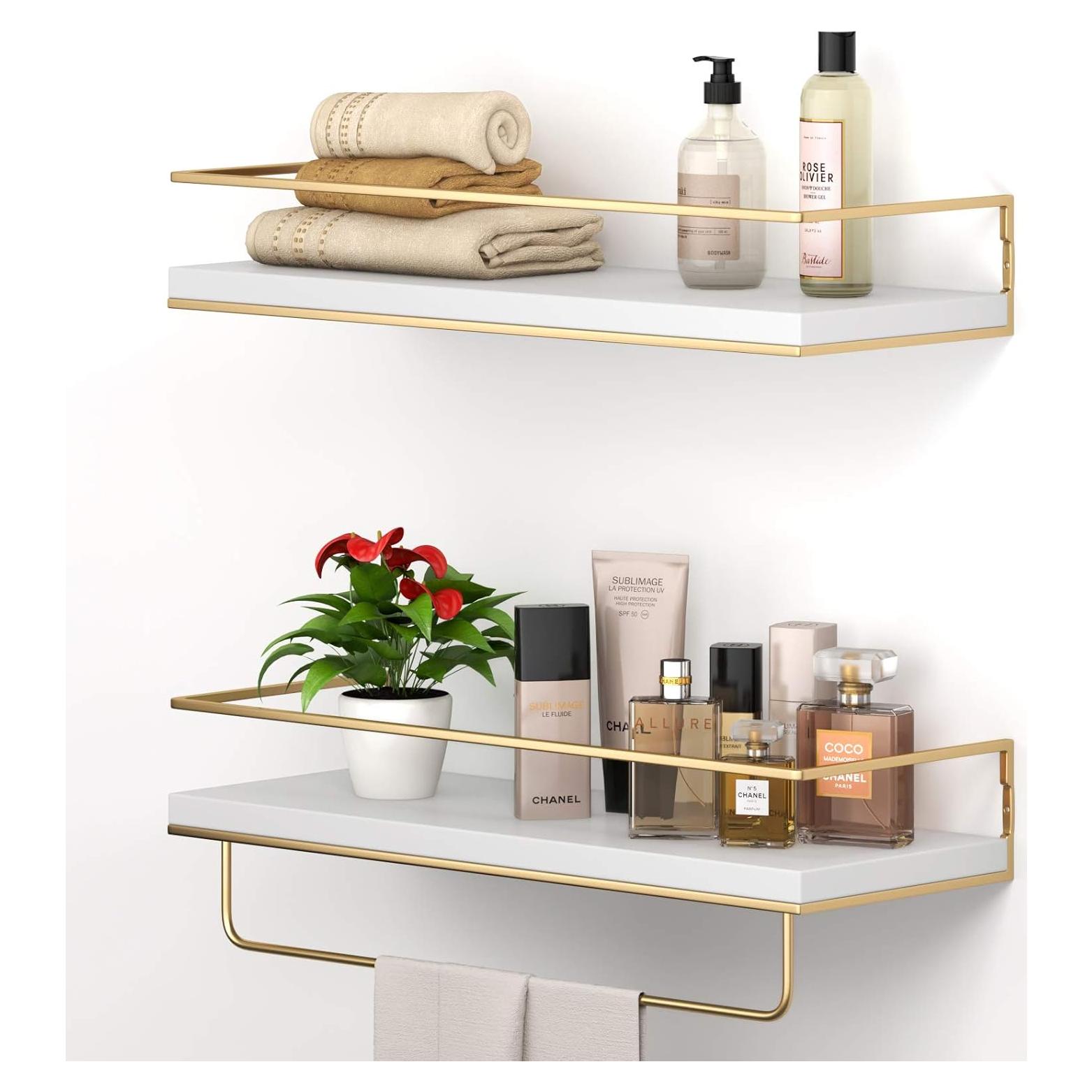 Estantes Flotantes Shario - Juego de 2, 40.64x15.24cm, Dorado