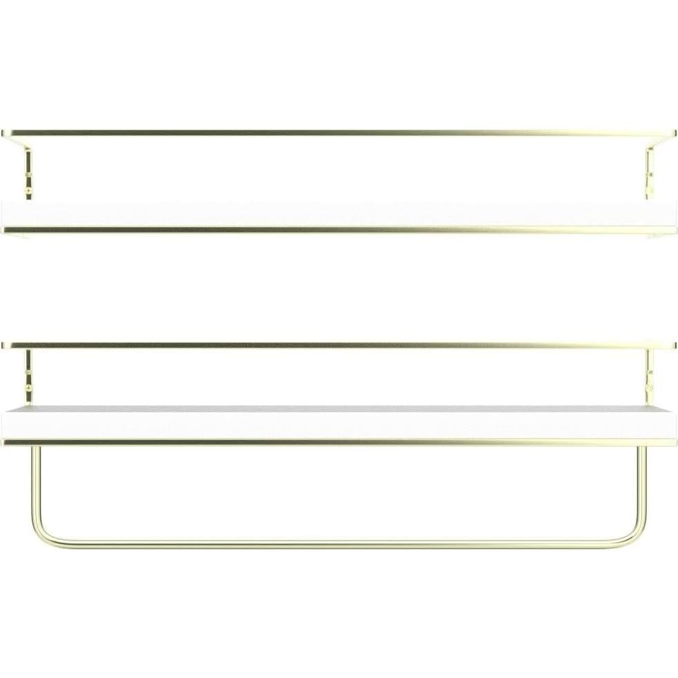 Estantes Flotantes Shario - Juego de 2, 40.64x15.24cm, Dorado