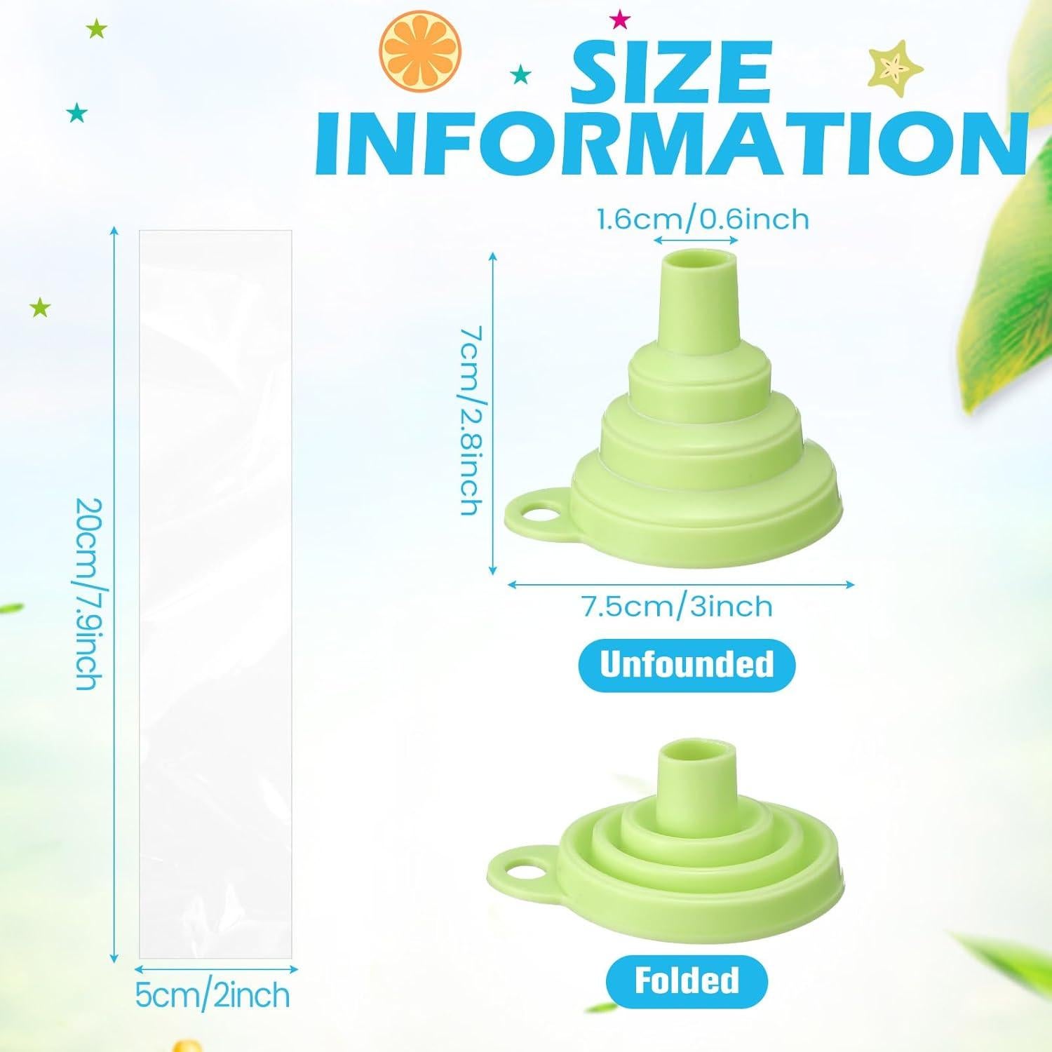 Hoolerry 600 Bolsas Desechables para Helados con Embudo Silicona 5x20cm