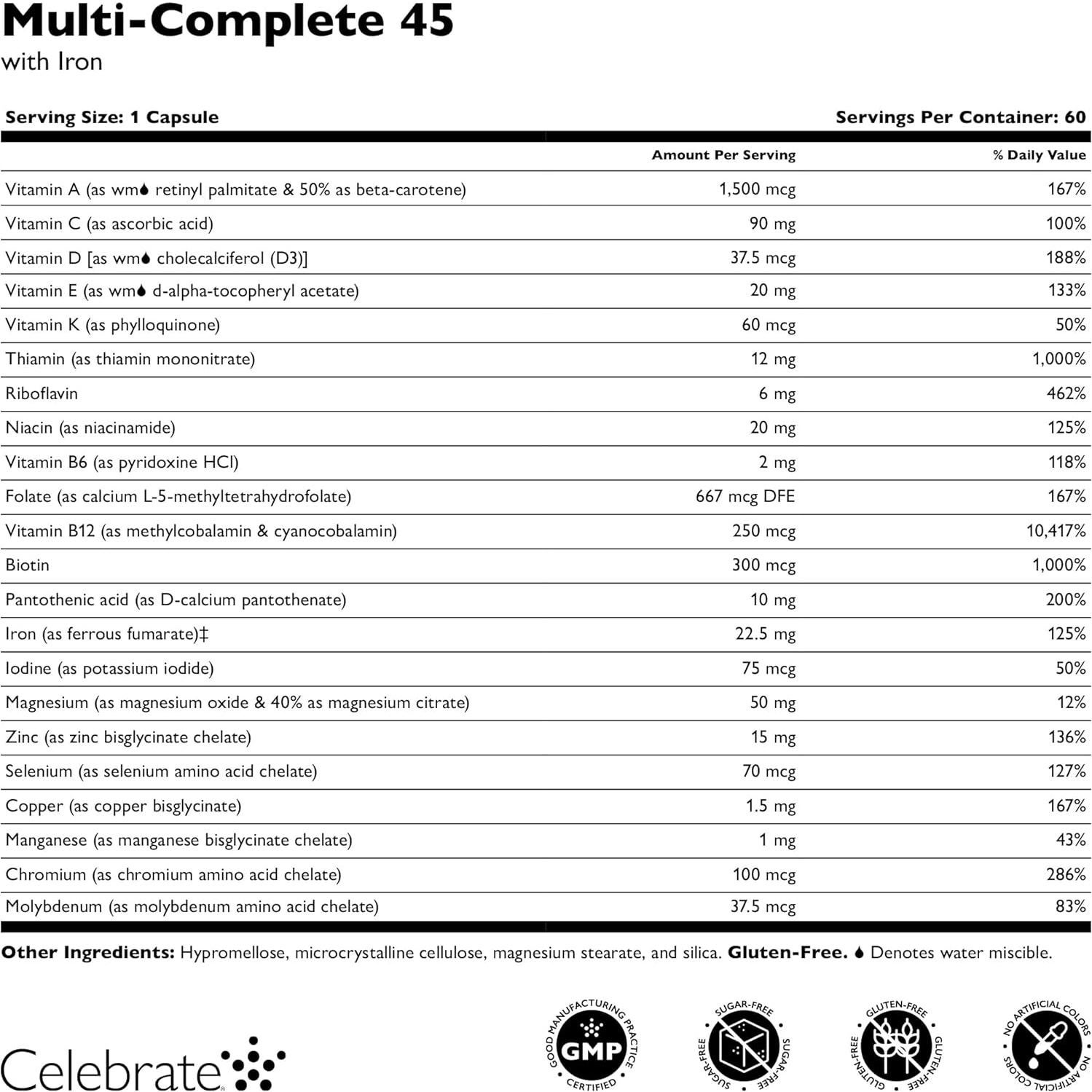 Vitaminas Celebrate Multi-Completo 60 Cápsulas - Multivitamínico Post Cirugía Bariátrica