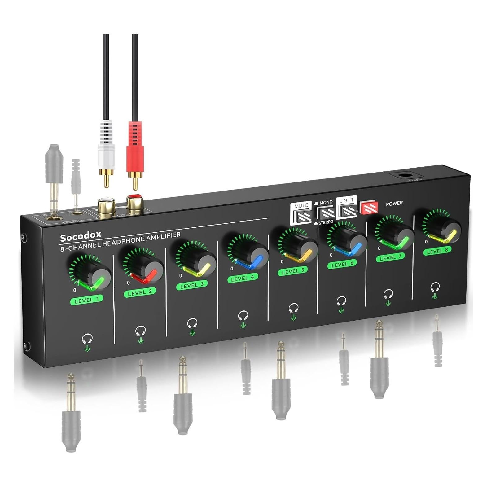 Amplificador de Auriculares 8 Canales Socodox 22.86x7.01cm