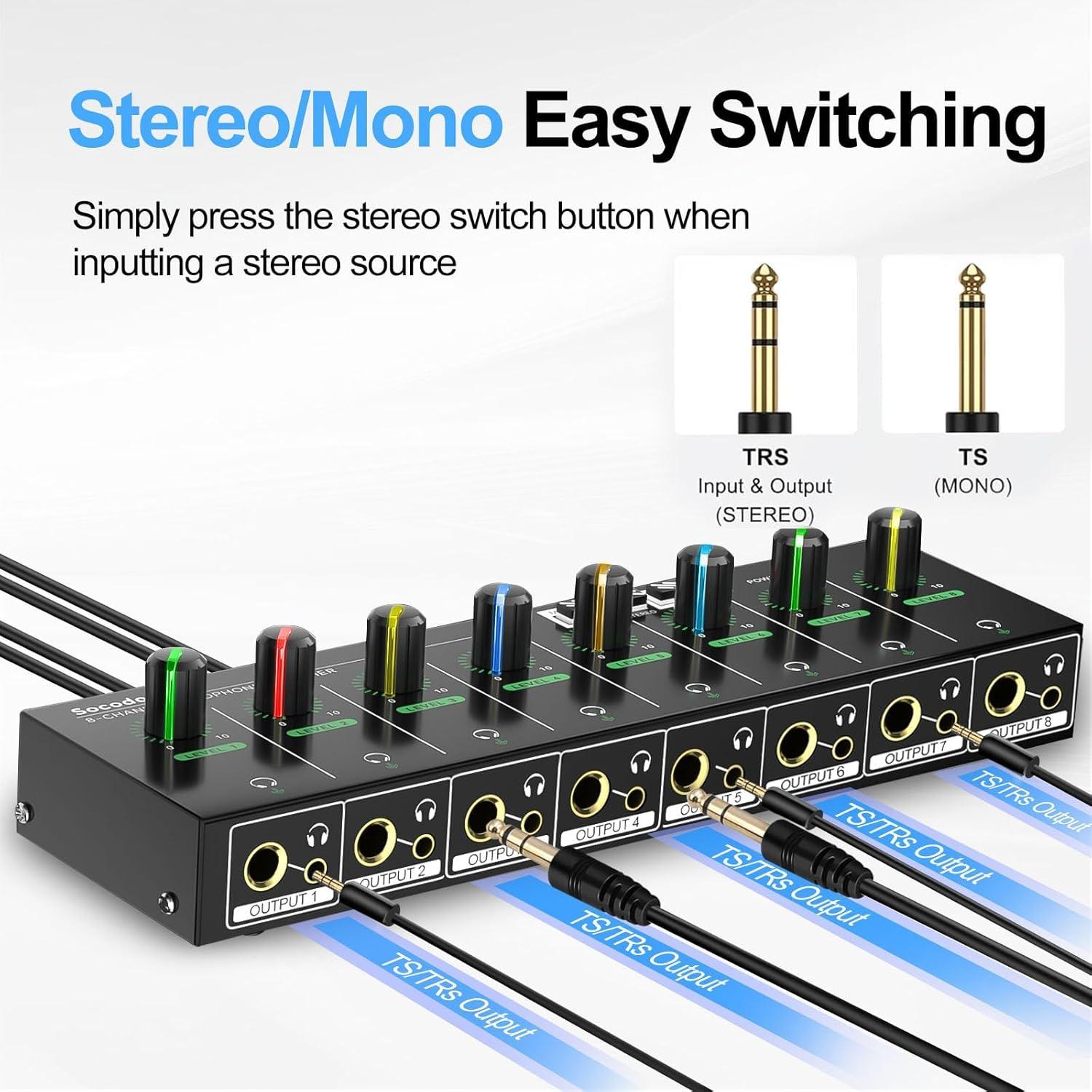 Amplificador de Auriculares 8 Canales Socodox 22.86x7.01cm