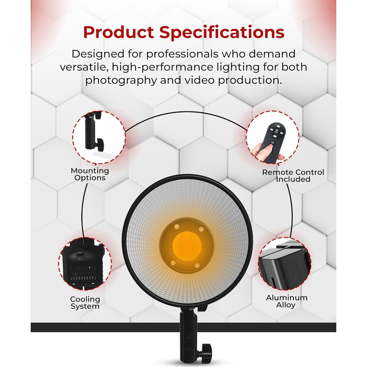 Luz LED de Estudio 80W Reflex Camera - Iluminación Continua 3200-5600K