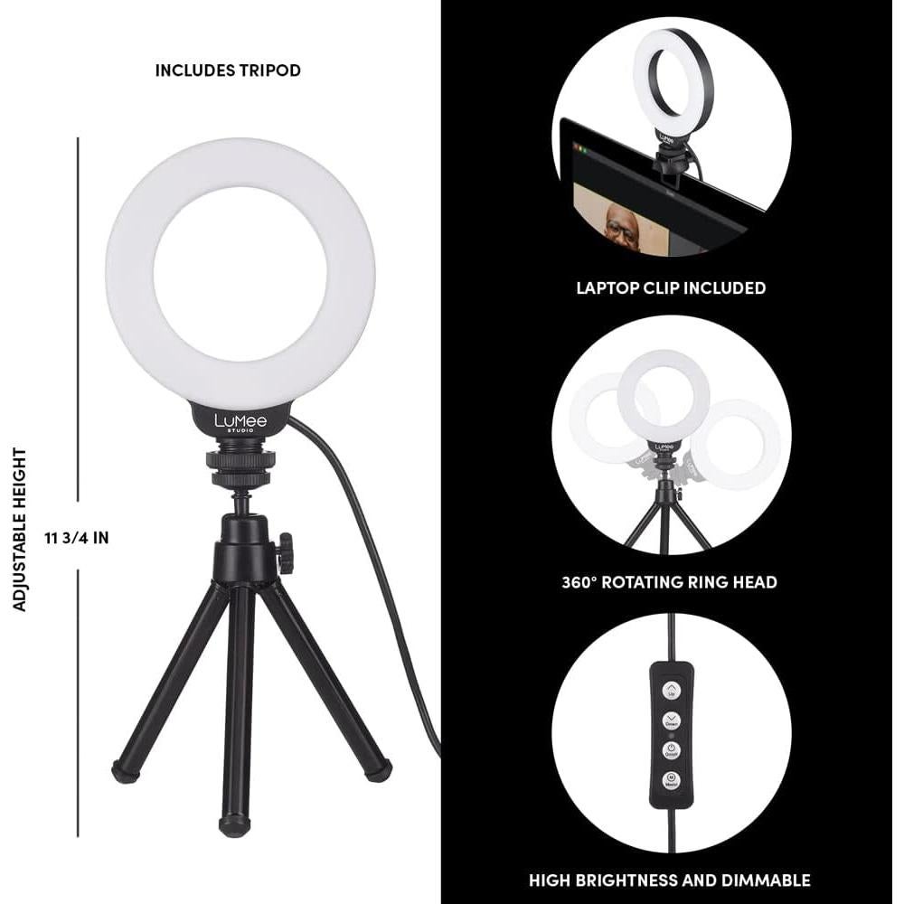 Luz de Anillo LuMee Studio 4" con Soporte y Clip - Negro