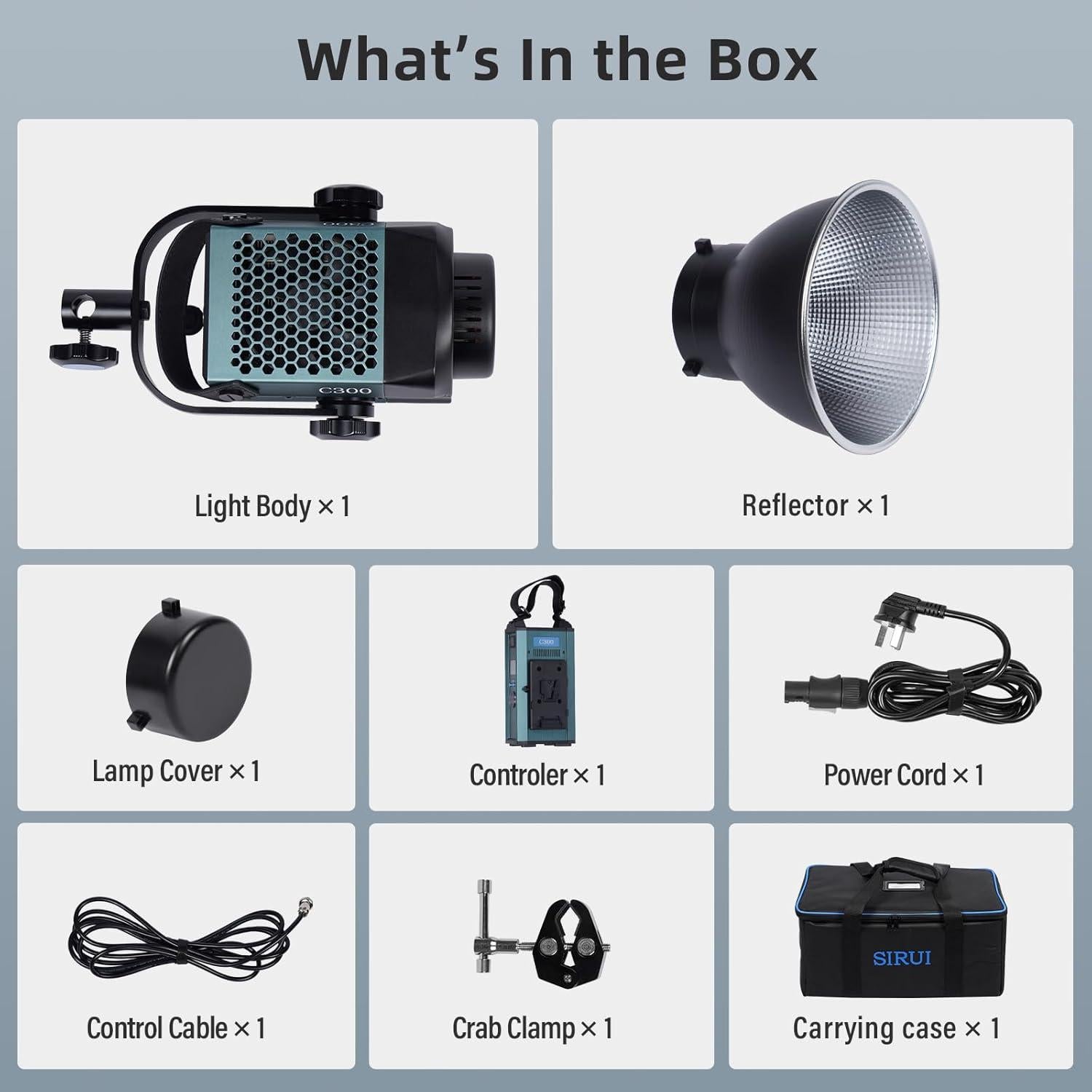 Luz de Video LED SIRUI C300 300W COB 12500Lux 5600K CRI96