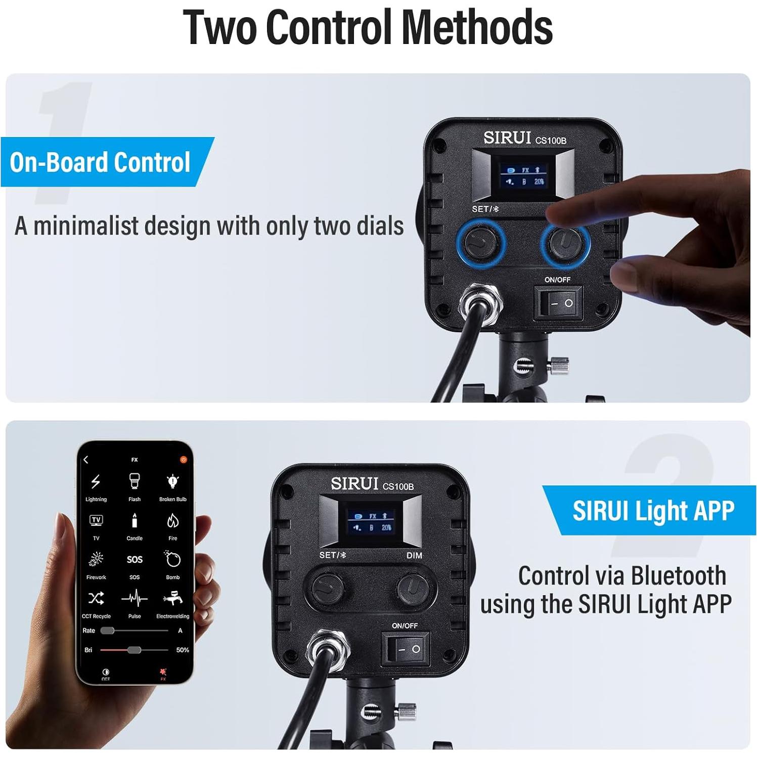 Luz LED Bi Color SIRUI CS100B 100W 2700K-6500K 12 Efectos