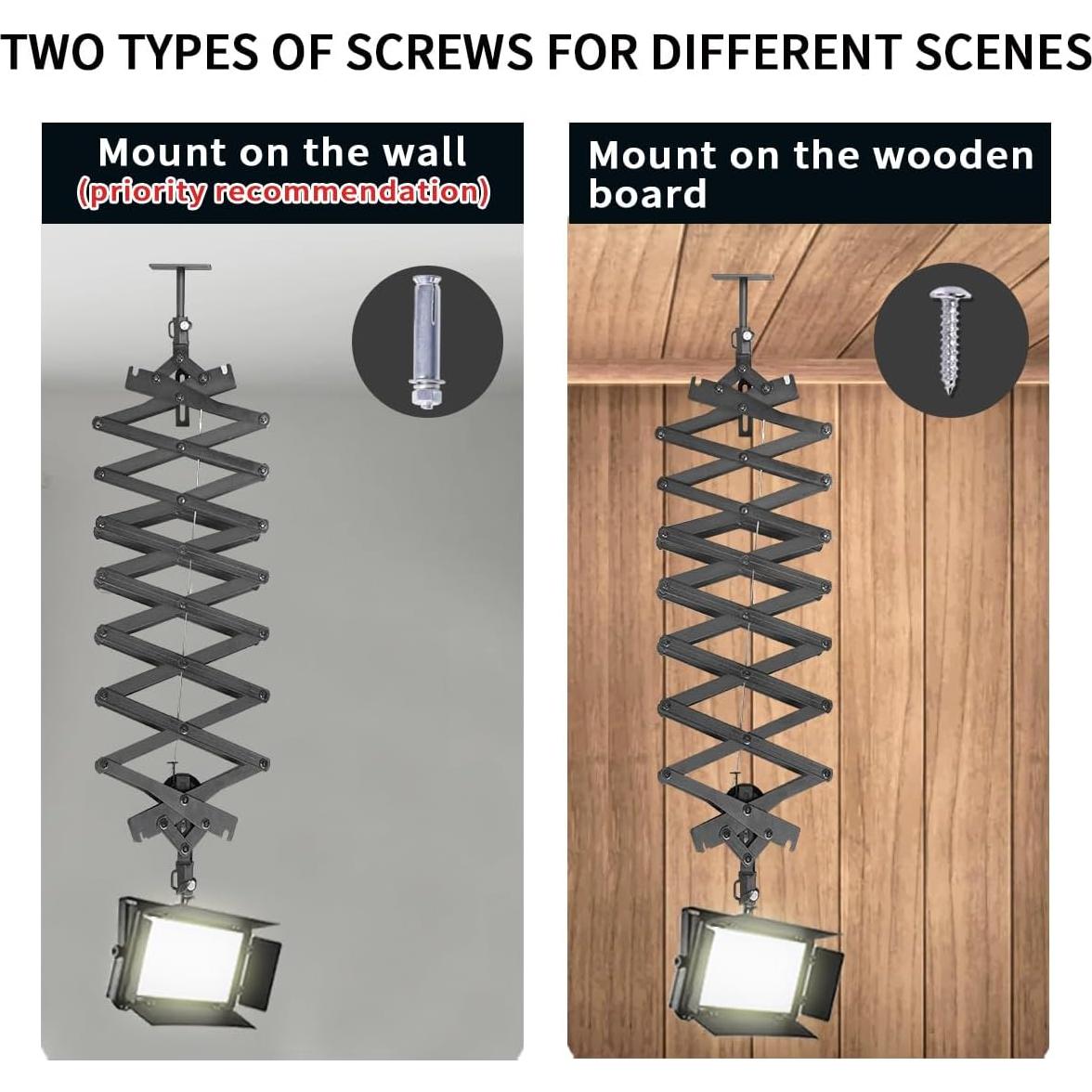 2 Paquetes Pantógrafo Telescópico GSKAIWEN 2m Ajustable 15kg