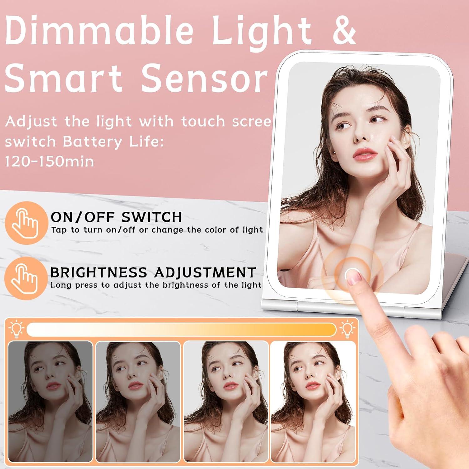 Espejo de Maquillaje Iluminado KerMiCi 10X Plegable Recargable