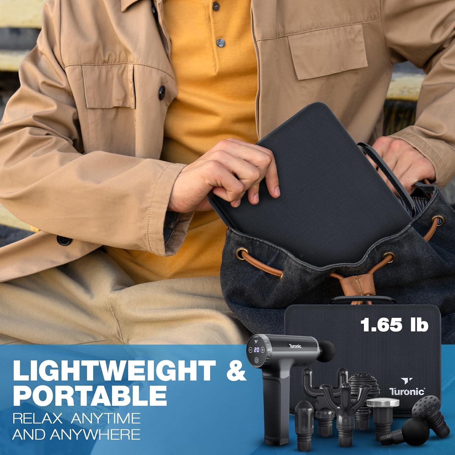 Pistola de Masaje Turonic GM5 - Inalámbrica, 20 Velocidades, 7 Cabezas