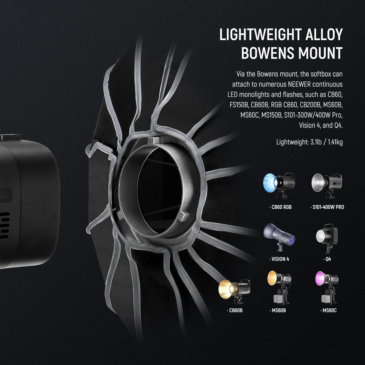 Softbox Parabólico NEEWER 65cm con Montura Bowens y Difusores