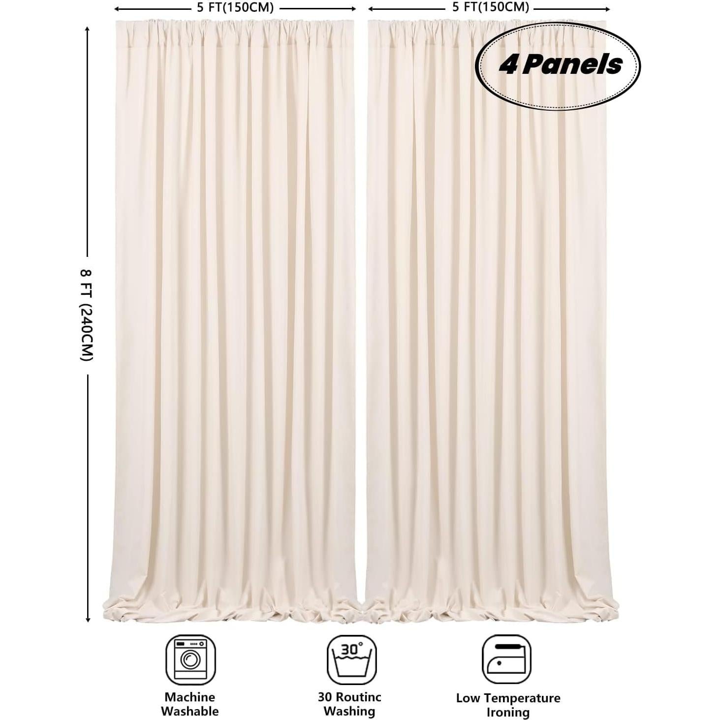 Cortinas de Fondo B-COOL Marfil 4 Pcs 1.5m x 2.4m para Bodas