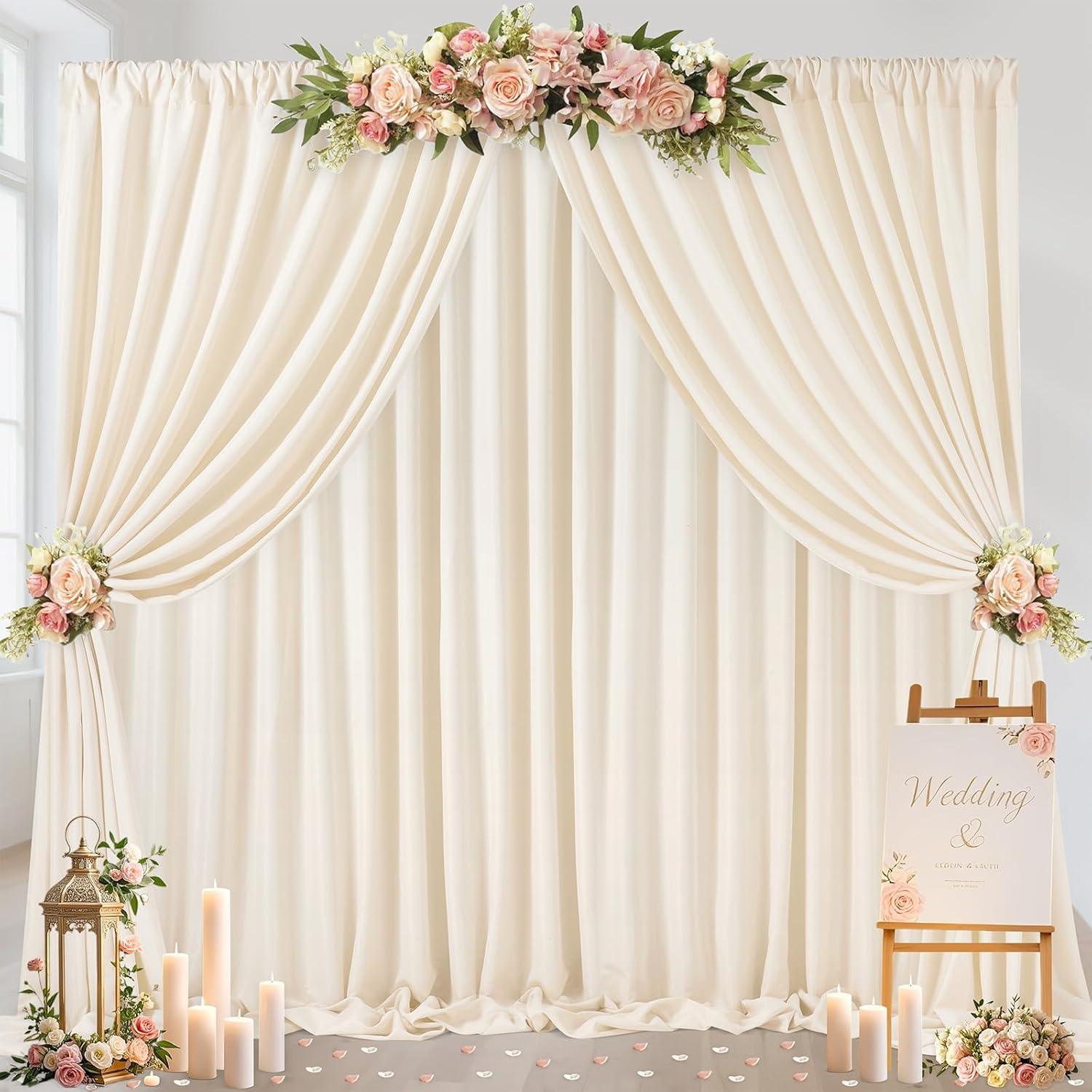 Cortinas de Fondo B-COOL Marfil 4 Pcs 1.5m x 2.4m para Bodas