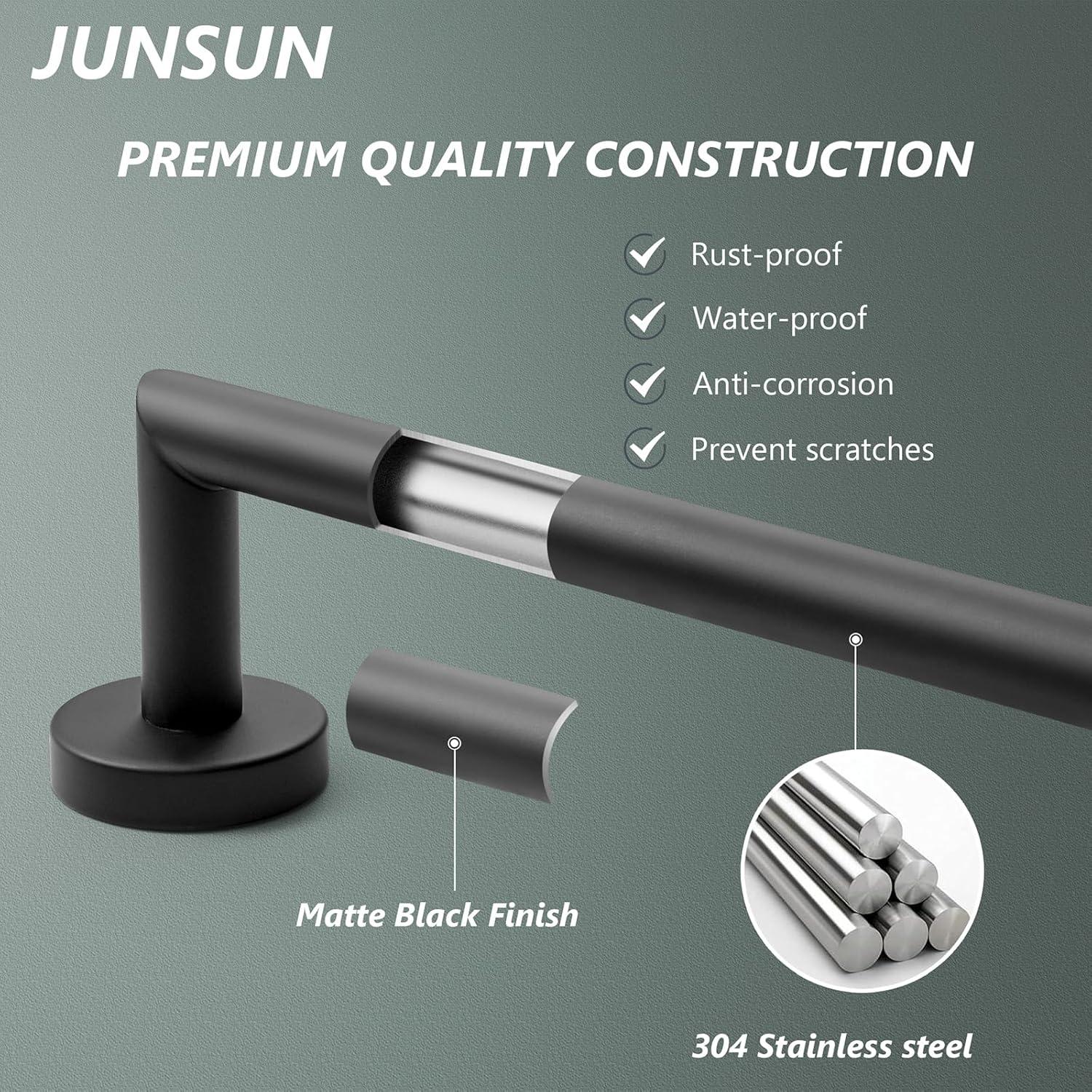 Barra de Toalla JunSun 79.69 cm Acero Inoxidable Negro Mate