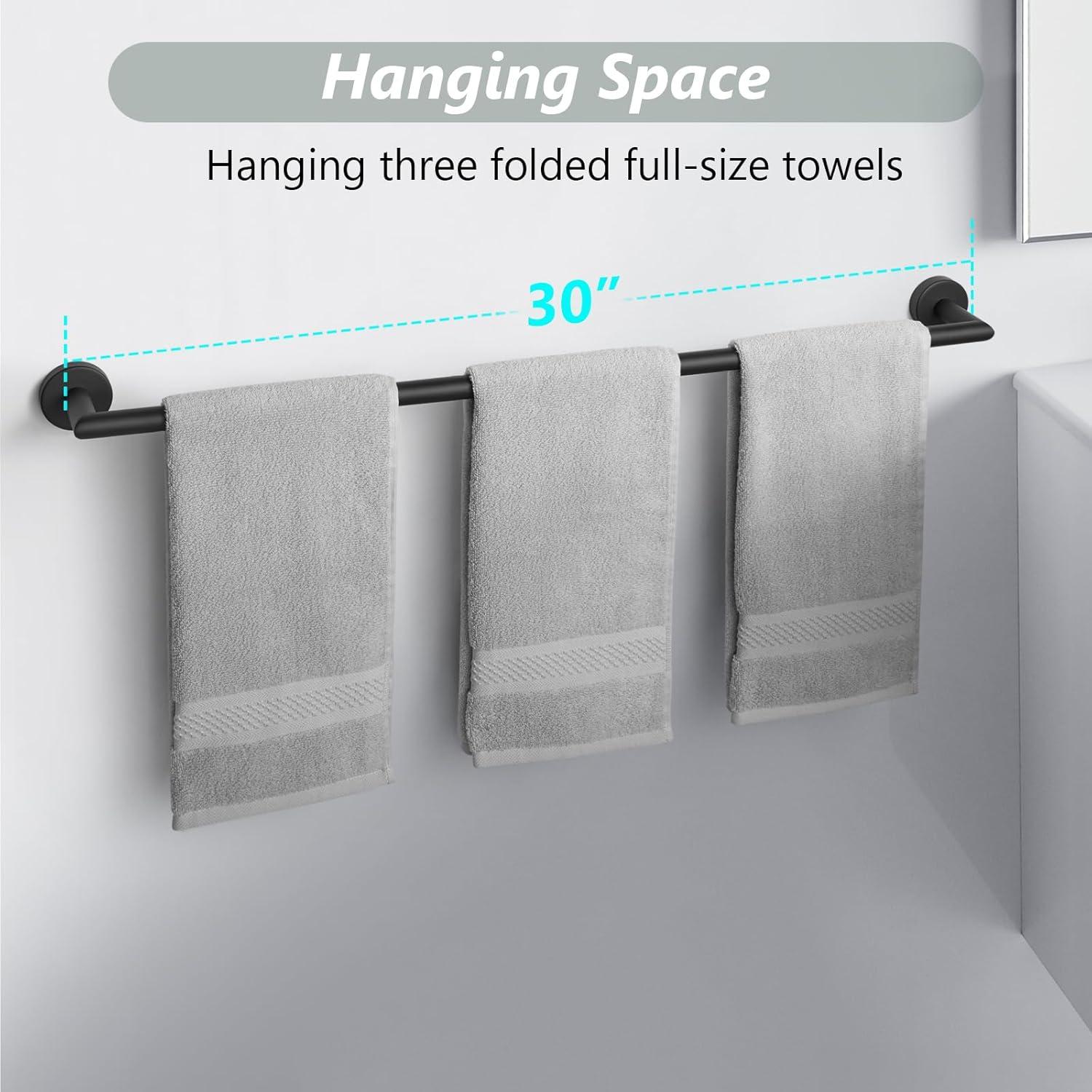 Barra de Toalla JunSun 79.69 cm Acero Inoxidable Negro Mate