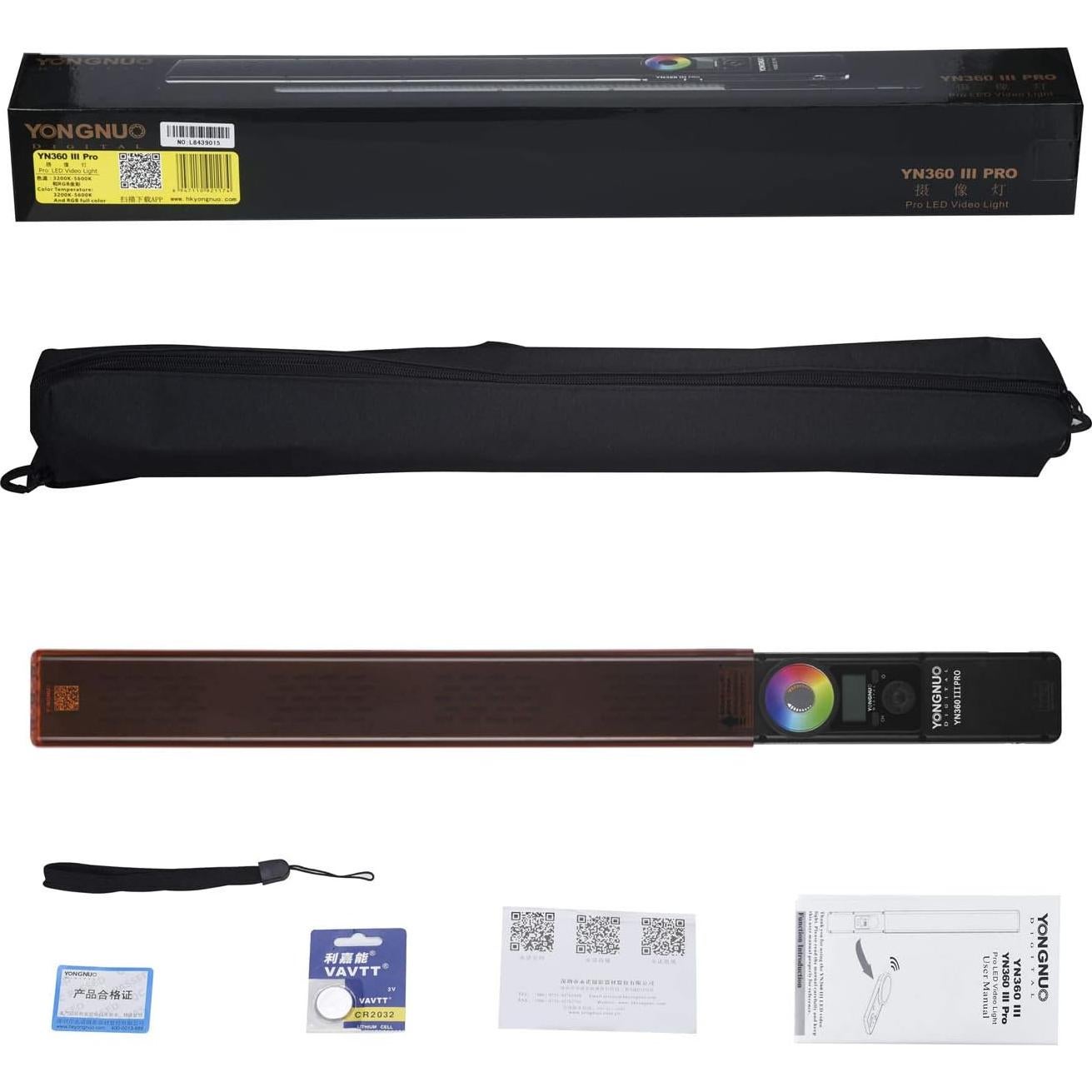 YONGNUO YN360 III Pro Luz LED RGB 5600K con Soporte 190cm