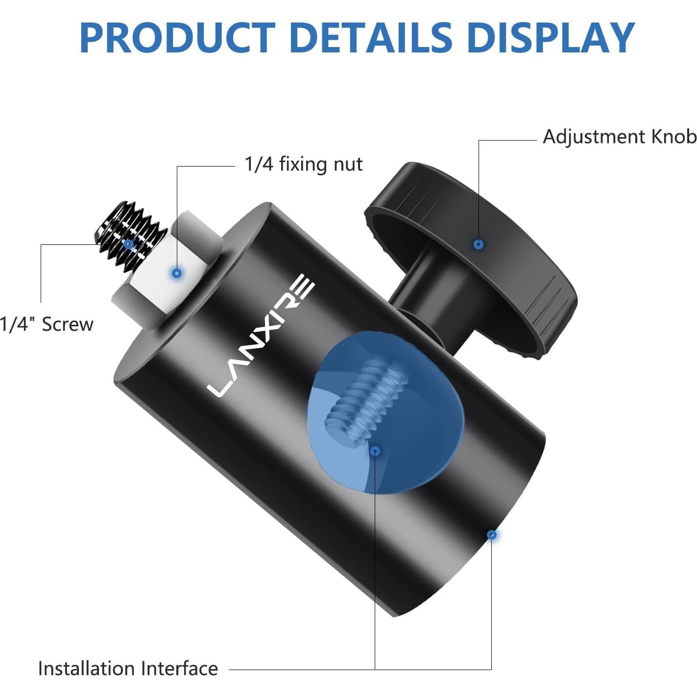 Adaptador de Montaje Rápido Lanxire 1/4" para Soporte de Luz