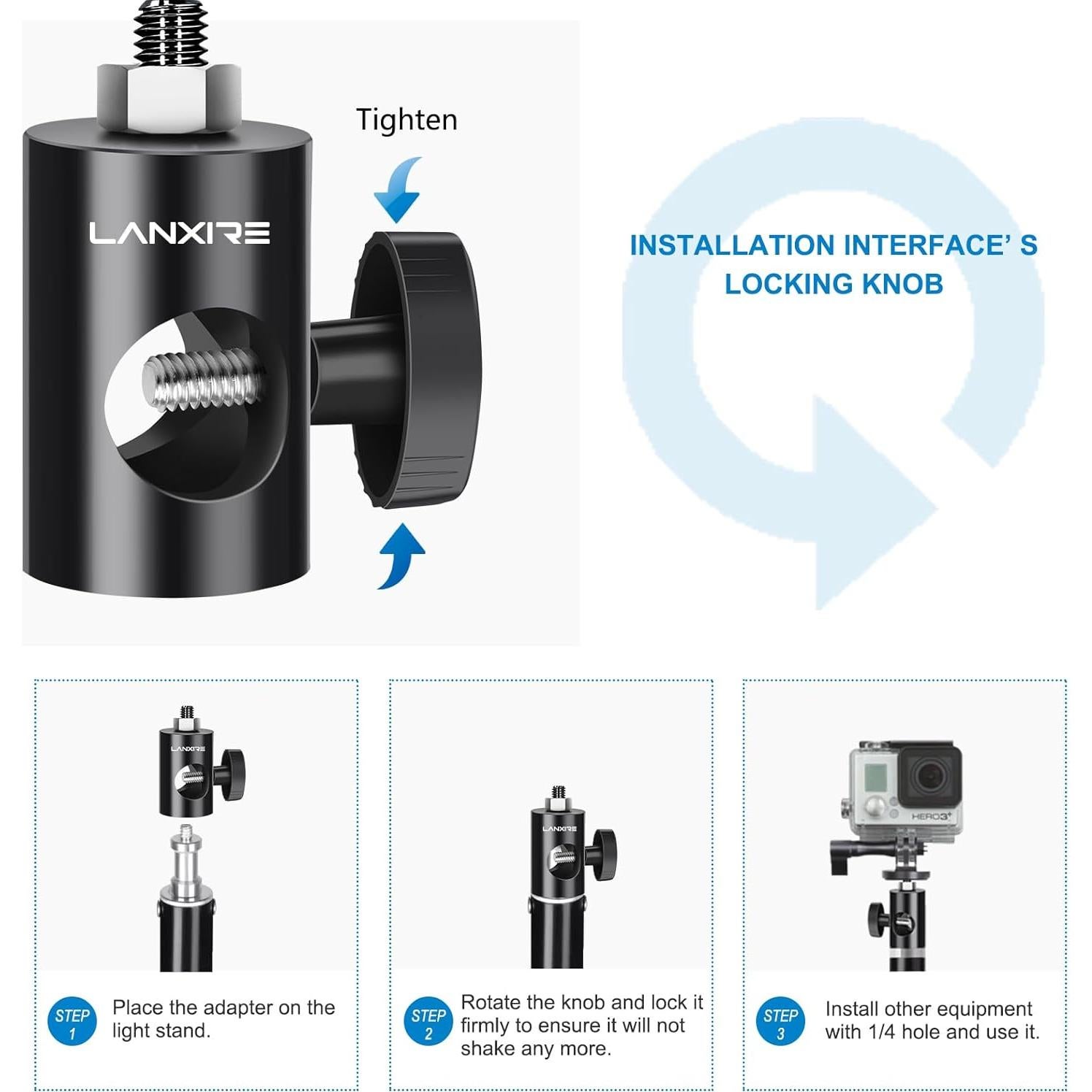 Adaptador de Montaje Rápido Lanxire 1/4" para Soporte de Luz