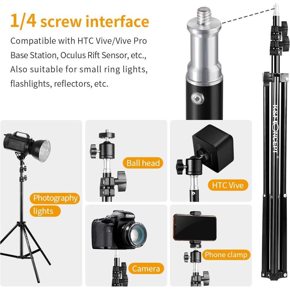 Soportes de Luz de Aluminio K&F Concept 200 cm Ajustables - Paquete de 2