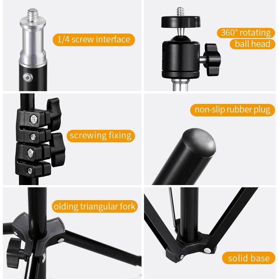 Soportes de Luz de Aluminio K&F Concept 200 cm Ajustables - Paquete de 2