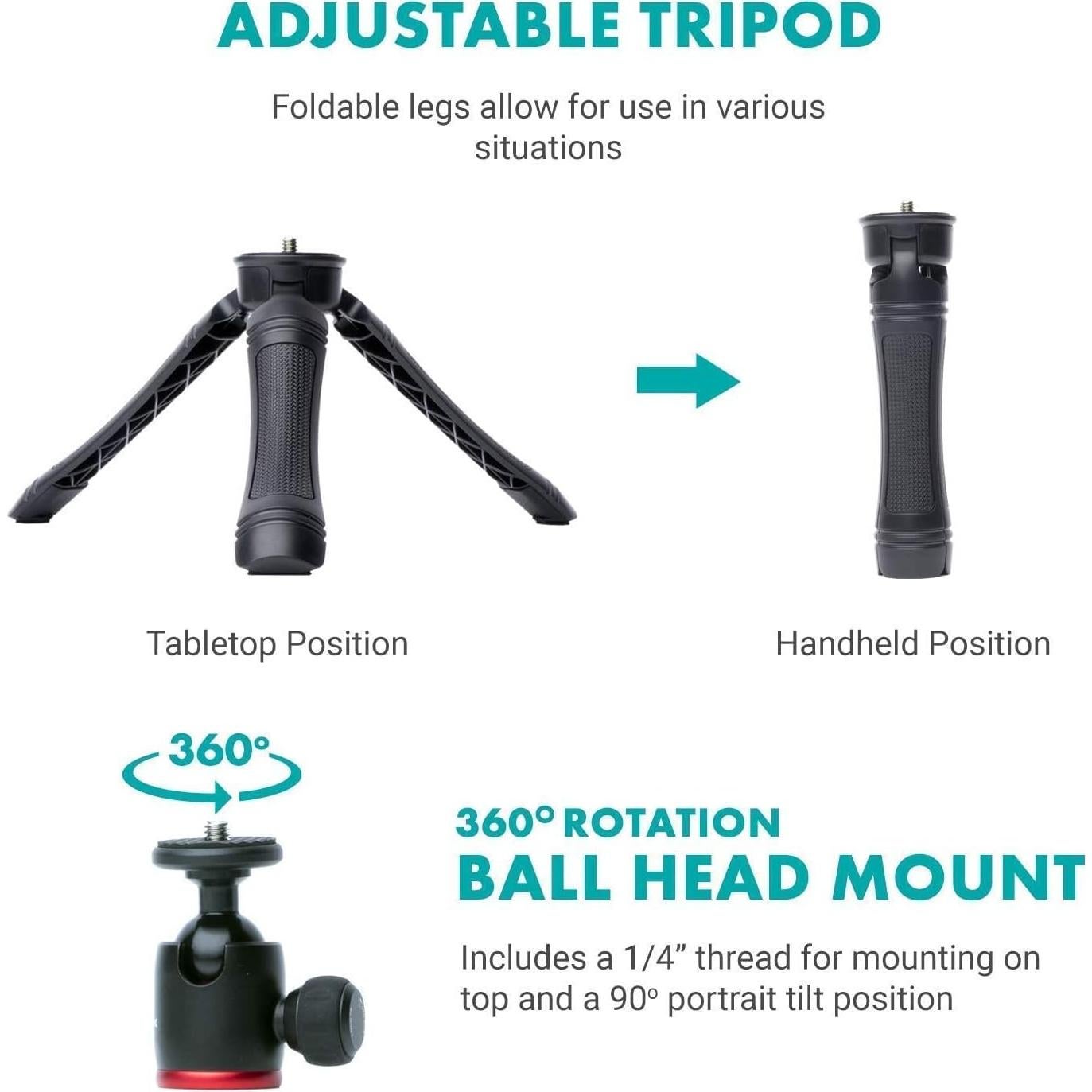 Movo iVlogger- iPhone Android USB Type-C Compatible Vlogging Kit Smartphone Video Kit Accessories: Phone Tripod, Phone Mount, LED Light and Cellphone Shotgun Microphone for YouTube, Vlog