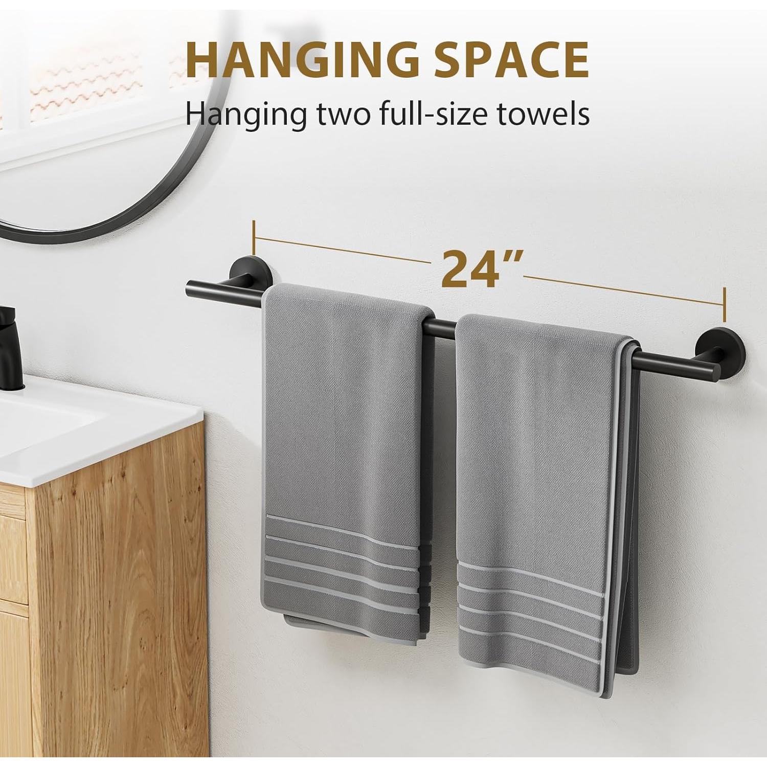 Barra de Toalla Luxbaro 66 cm Acero Inoxidable Negro Mate