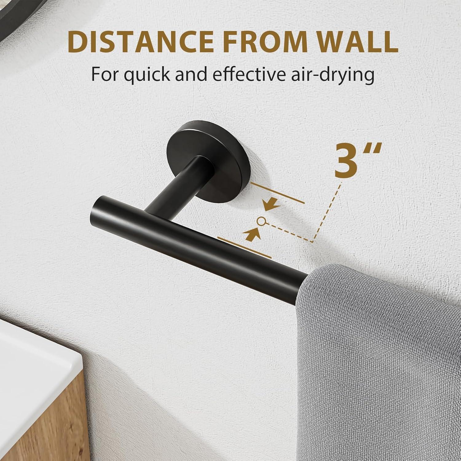 Barra de Toalla Luxbaro 66 cm Acero Inoxidable Negro Mate