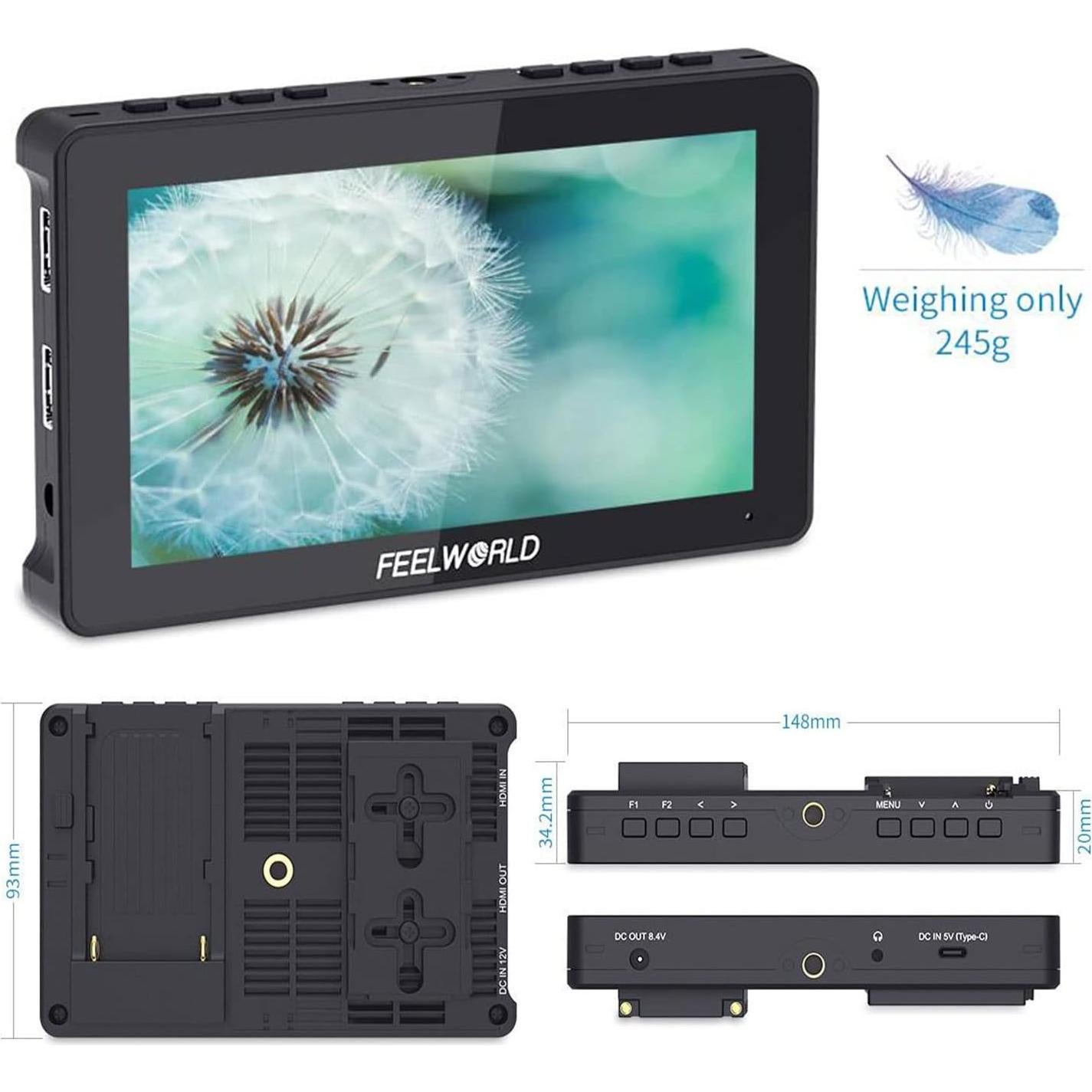 Monitor de Campo Feelworld F5 Pro V4 6" FHD 1920x1152 IPS