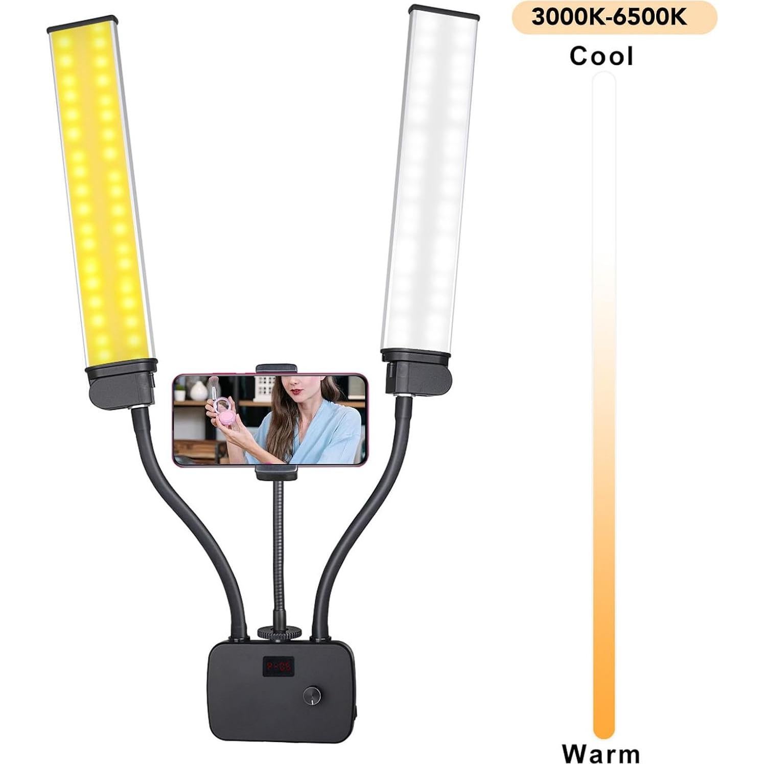 Luz de Video LED Doble Brazo POENVFPO 45W Ajustable 3000K-6500K