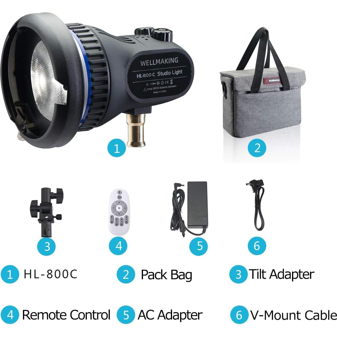 Luz LED Portátil WELLMAKING 80W Regulable 5600K CRI 98